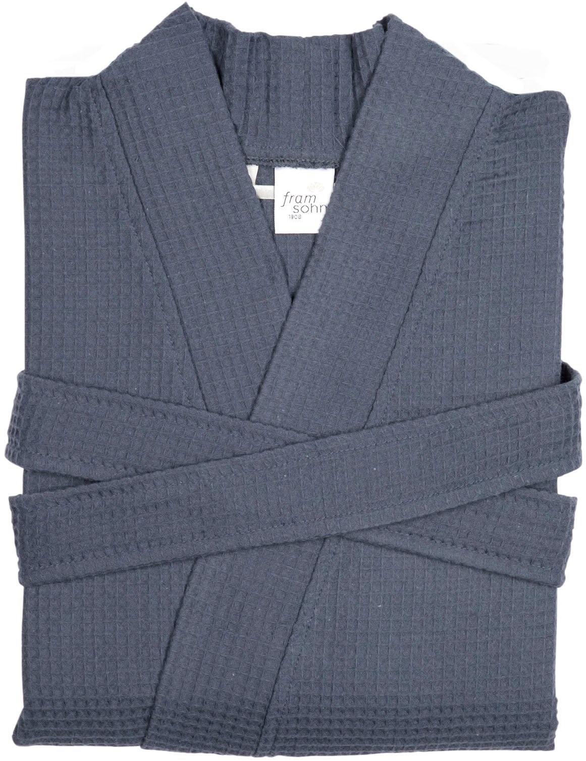 framsohn frottier Unisex-Bademantel leger geschnitten, hergestellt in Österreich, Langform, Waffelpiqué, Kimono-Kragen, Gürtel, Unisex Waffelpiqué