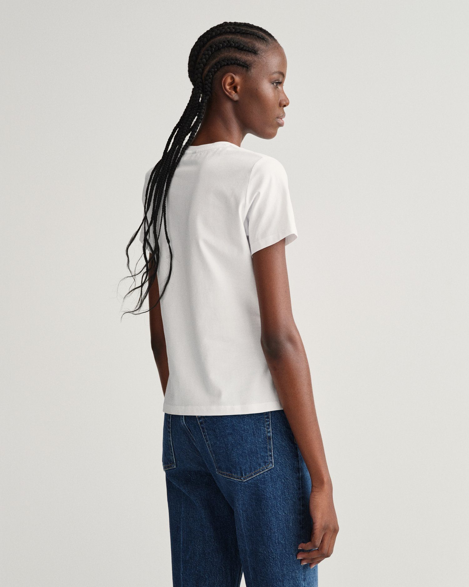 Gant T-Shirt Top aus Stretch-Baumwolle Weiß