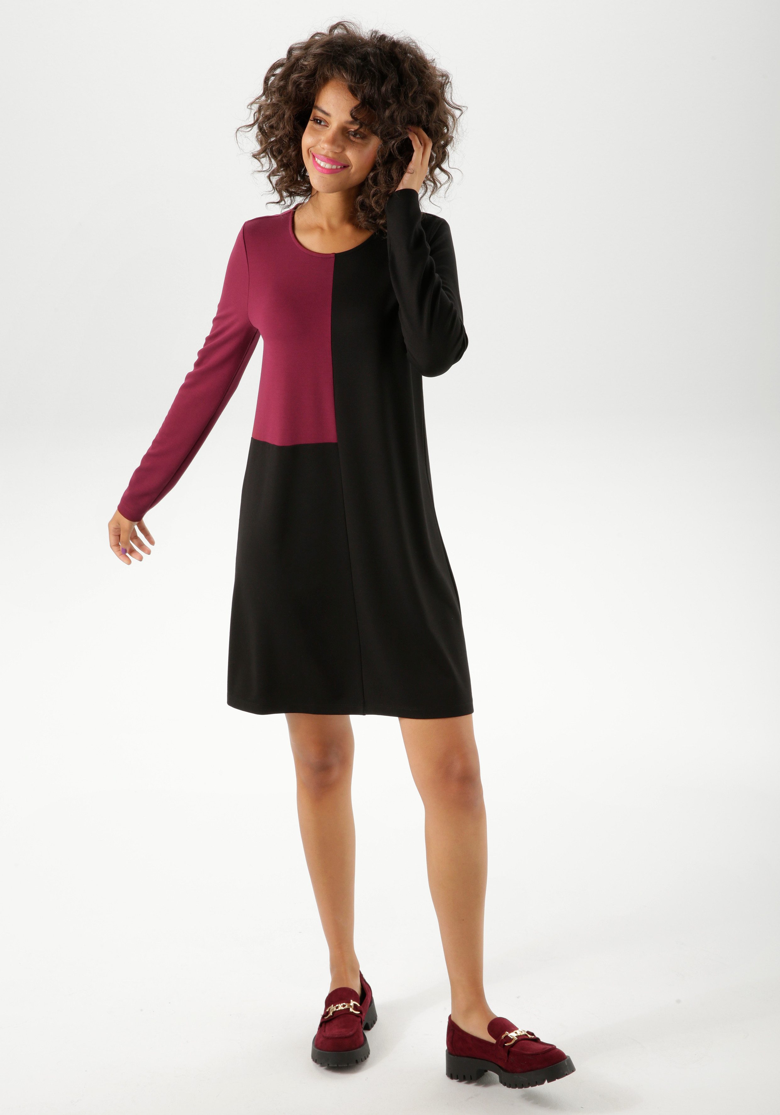 Aniston CASUAL Jerseykleid mir raffiniertem Farbeinsatz günstig online kaufen