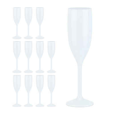 relaxdays Sektglas »Sektgläser Kunststoff 12er Set«, Kunststoff, Weiß