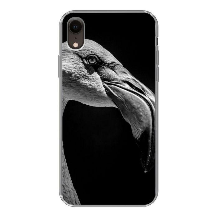 MuchoWow Handyhülle Tierporträt Flamingo in schwarz und weiß Handyhülle Apple iPhone XR Smartphone-Bumper Print Handy