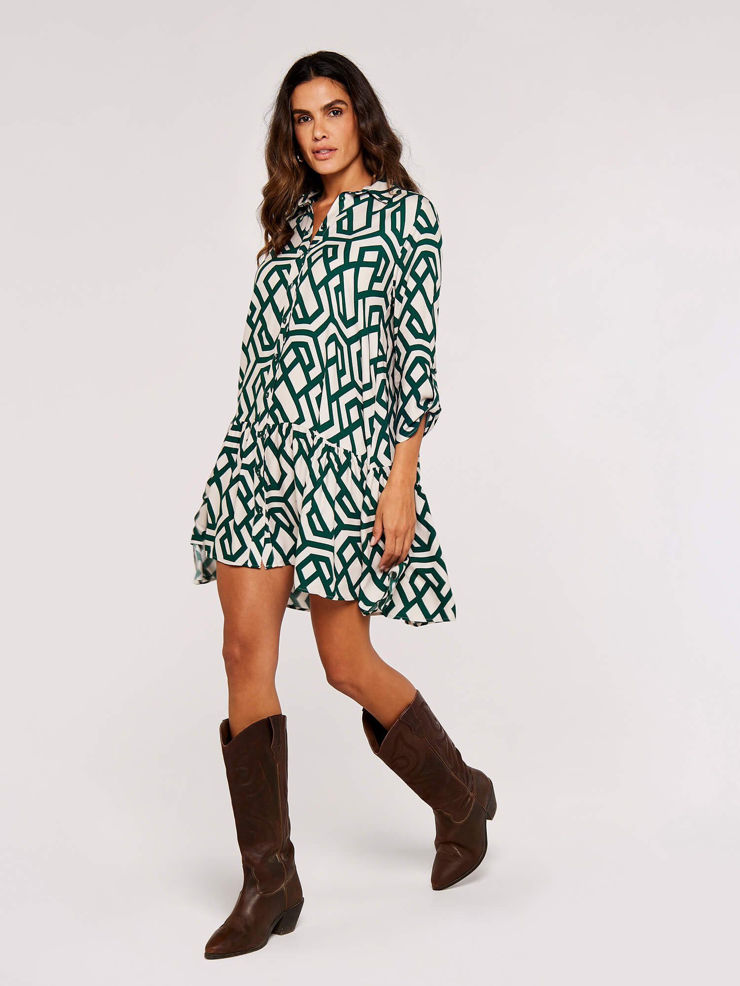 Apricot Minikleid Geo Print Tiered Shirt günstig online kaufen