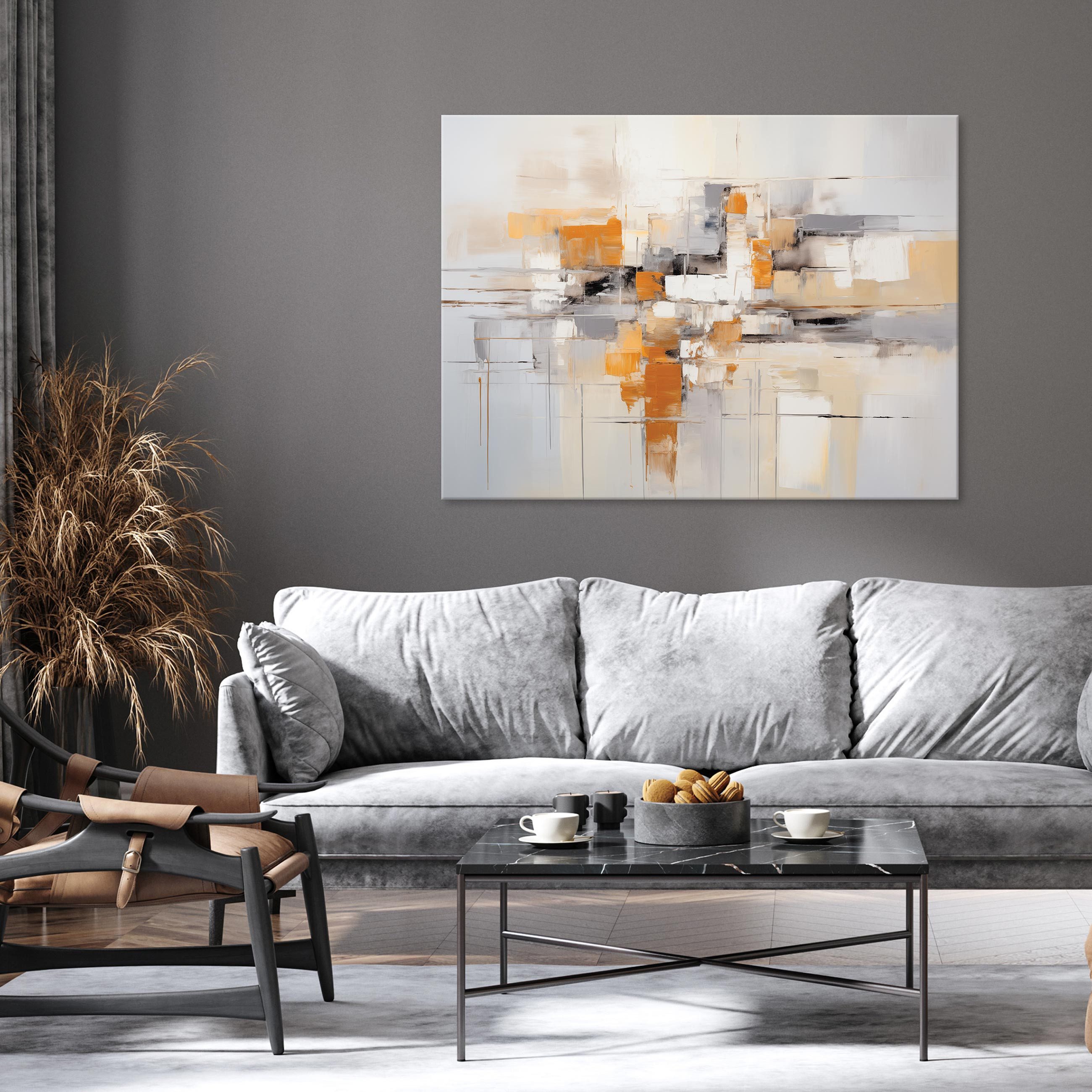 Wallarena Leinwandbild Abstrakt Grau Loft Wandbilder XXL Wand Deko Bilder M günstig online kaufen