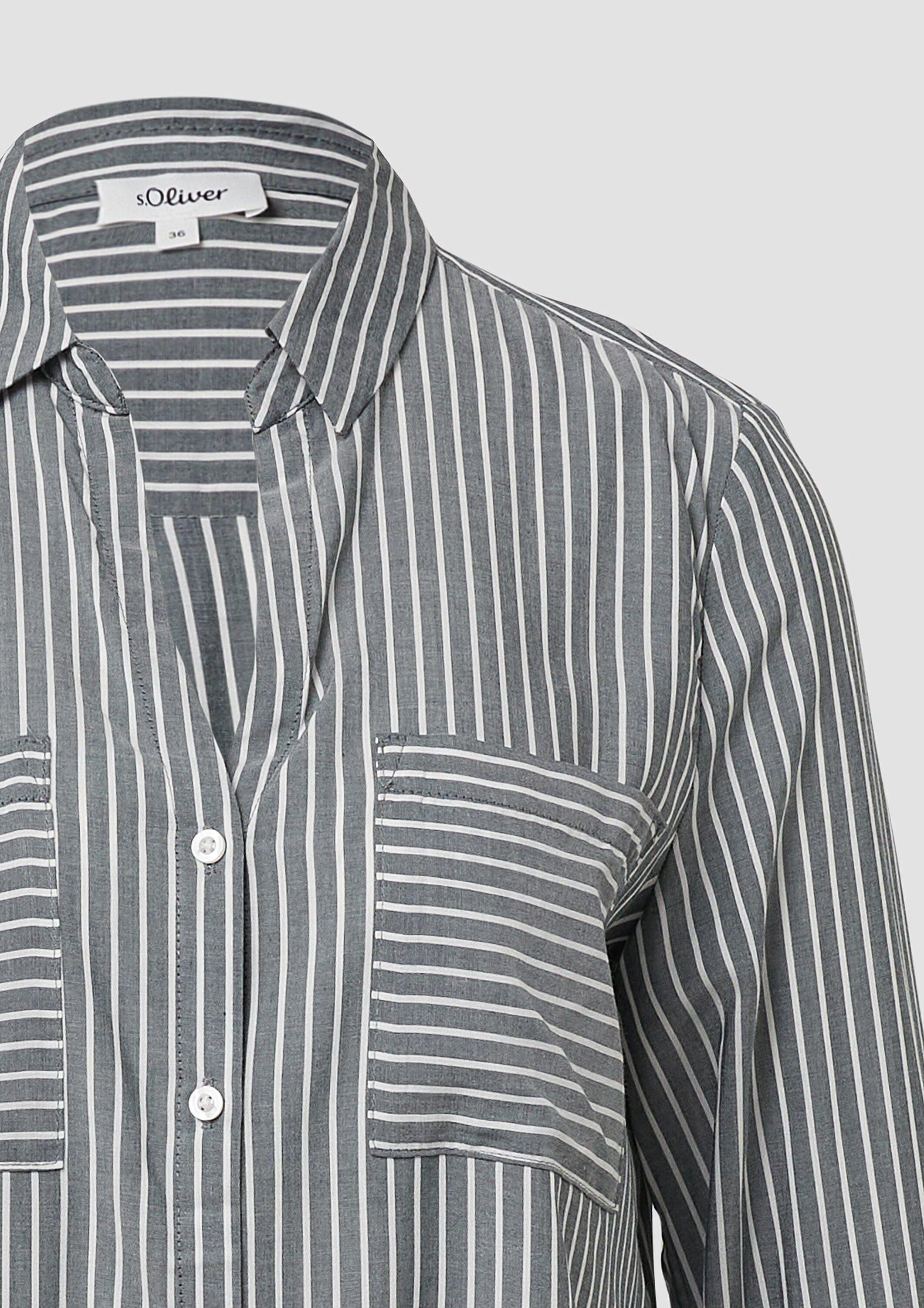 s.Oliver Langarmbluse Bluse Streifenbluse mit aufgesetzten Taschen im Regular-Fit