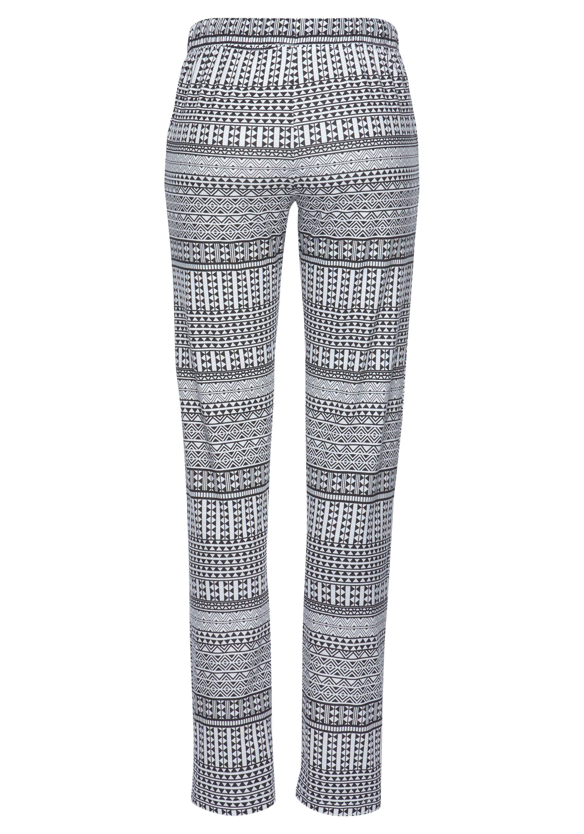 Vivance Dreams Pyjama (Set, 2 tlg) mit schwarz-weißem Ethno-Muster