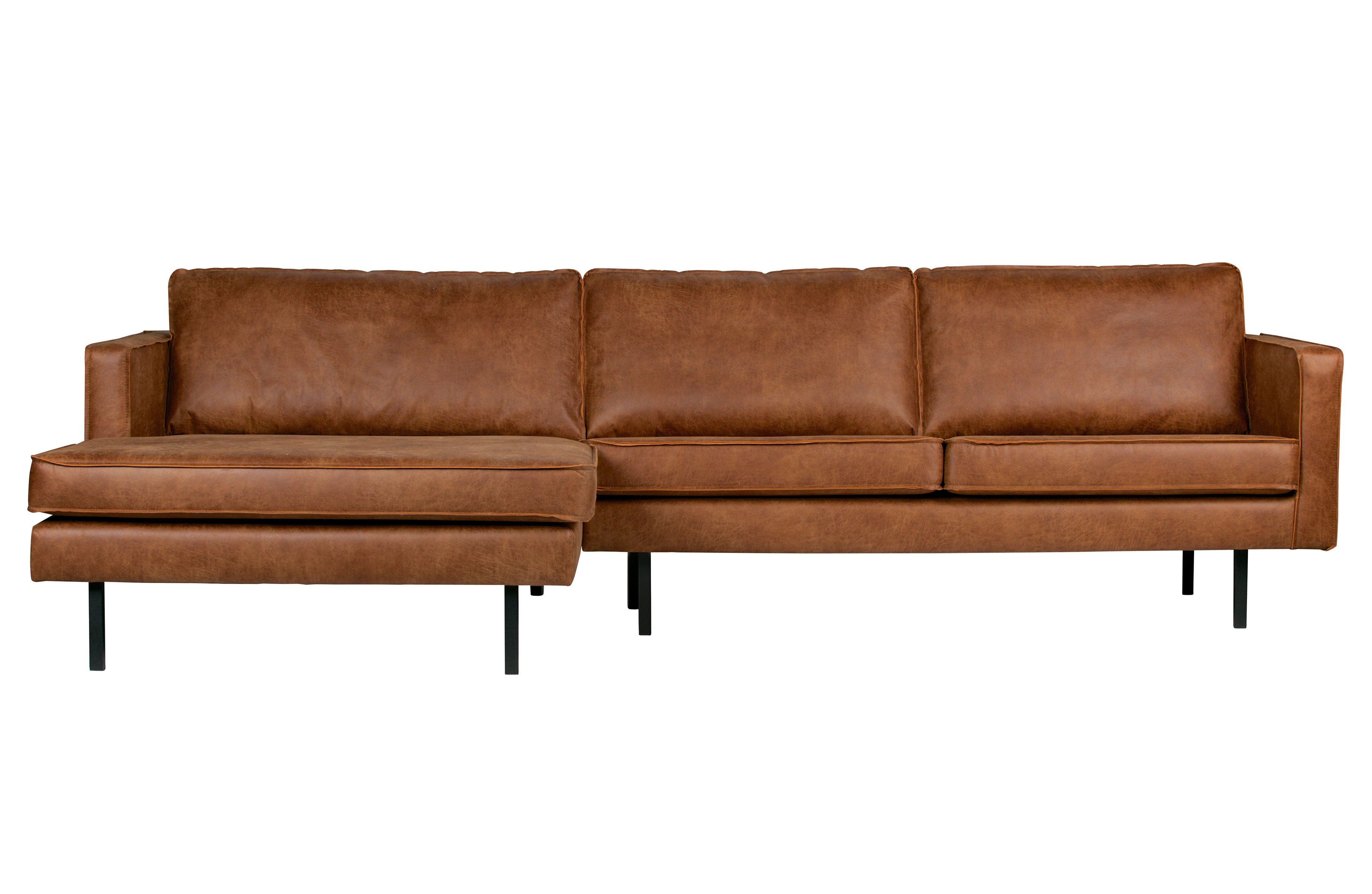 BePureHome Ecksofa Ecksofa Leder Rodeo 3-Sitzer Cognac Links 300/160