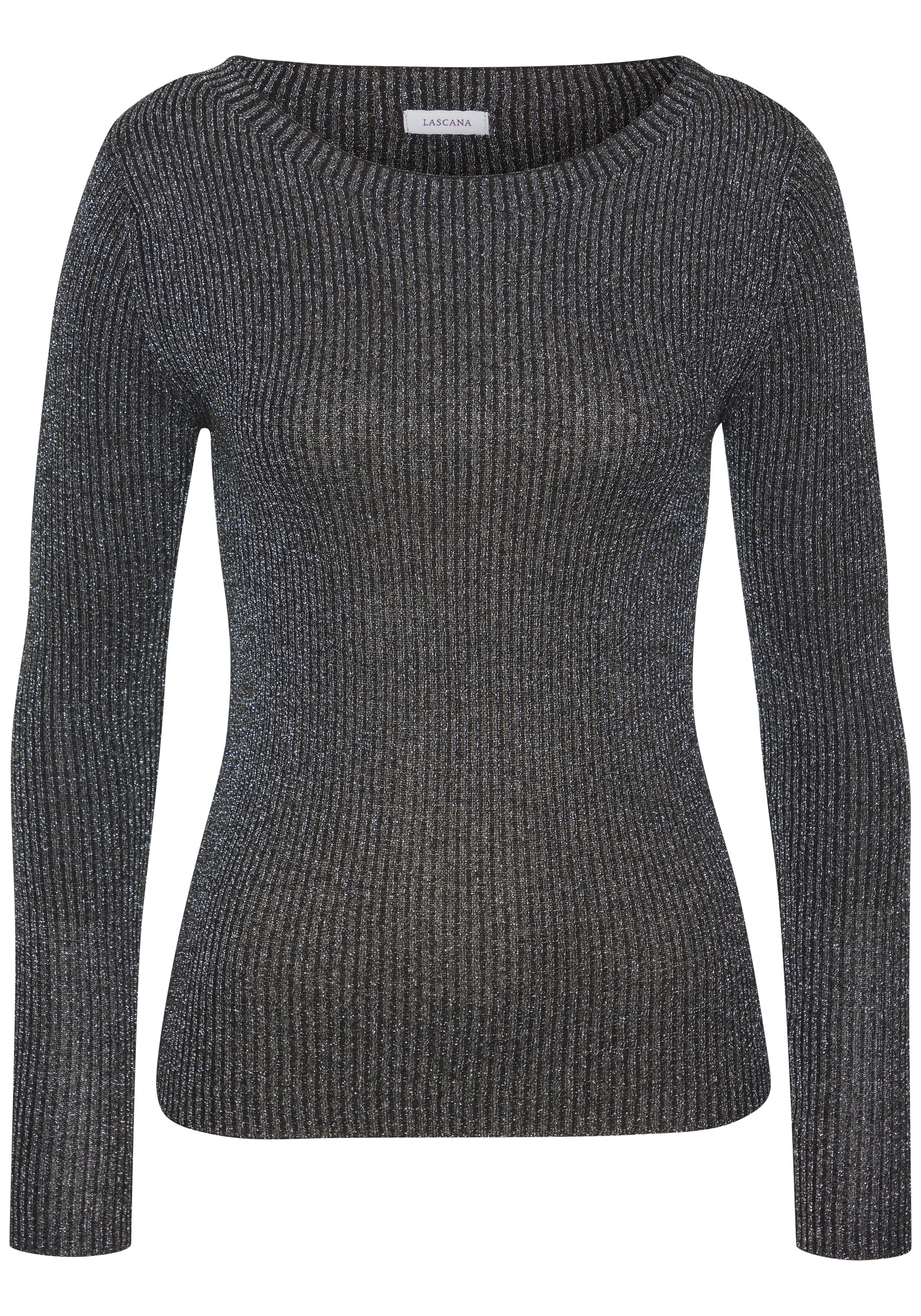 LASCANA Strickpullover aus Rippstrick mit Glitzergarn, festlich