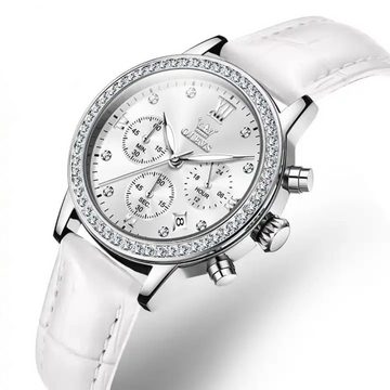 Tidy Quarzuhr Lederarmband Luxus elegante Damen Armband Uhr Chronograph, Uhrenbox