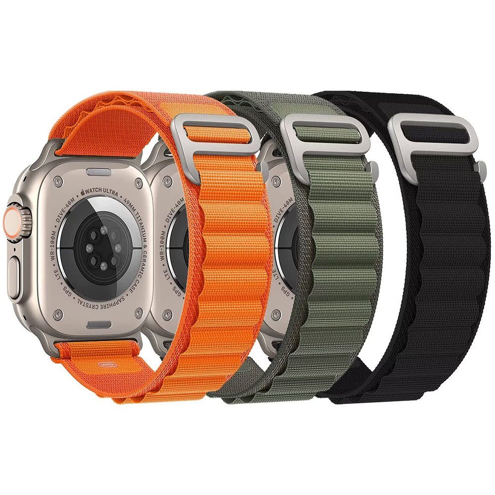 GelldG Uhrenarmband Sport Armband Kompatibel mit Apple Watch 8Ultra, Ersatzarmband schwarz, orange, grün(13-21cm)