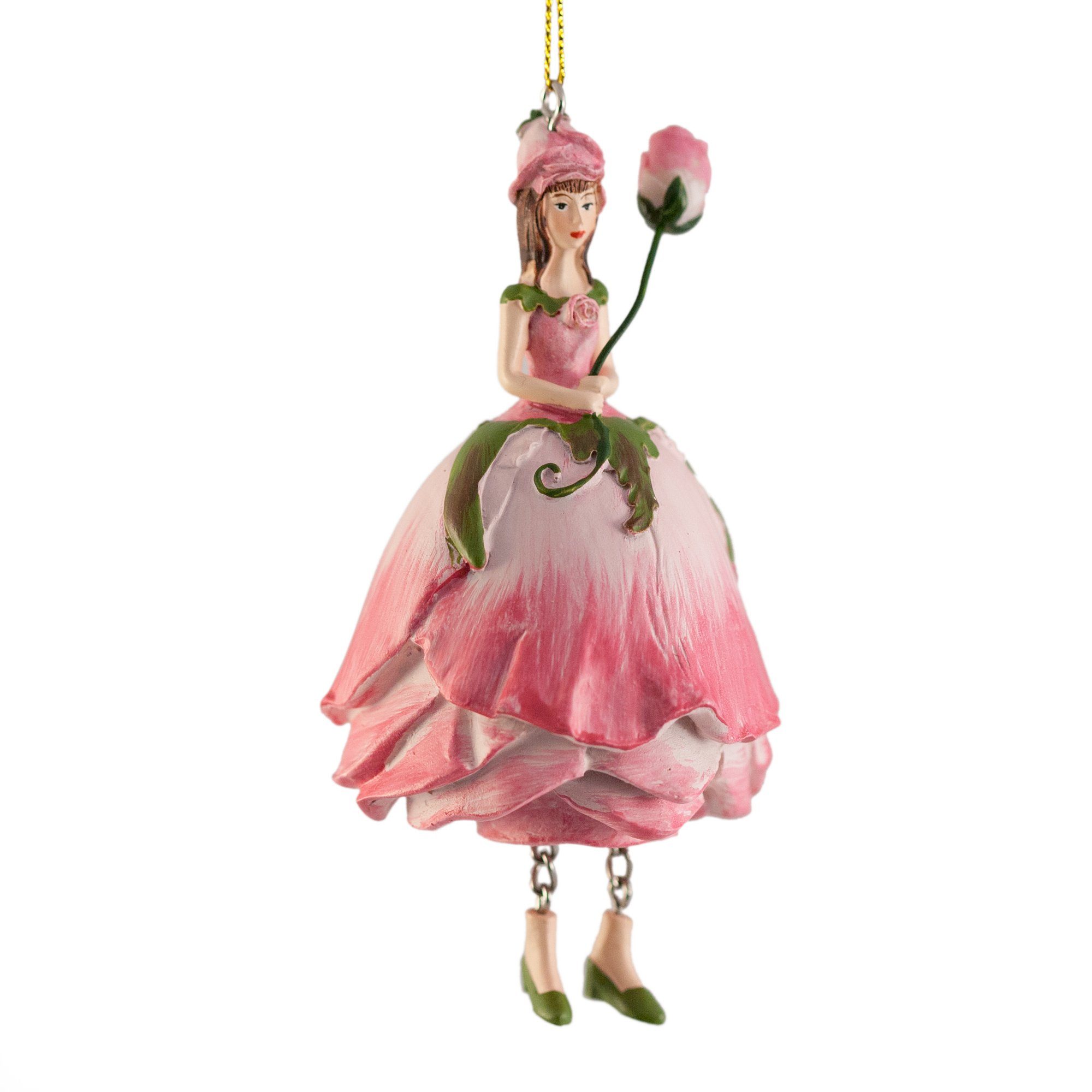 ROSEMARIE SCHULZ Heidelberg Dekofigur Blumenmädchen Figur Rose Rosa Dekohänger Blumen Deko-Objekt Kunstblume, Handbemalte Figur aus Polyresin – Bild 5 von 5