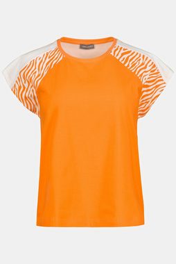 Gina Laura Rundhalsshirt T-Shirt Zebra-Details Rundhals Raglan-Halbarm
