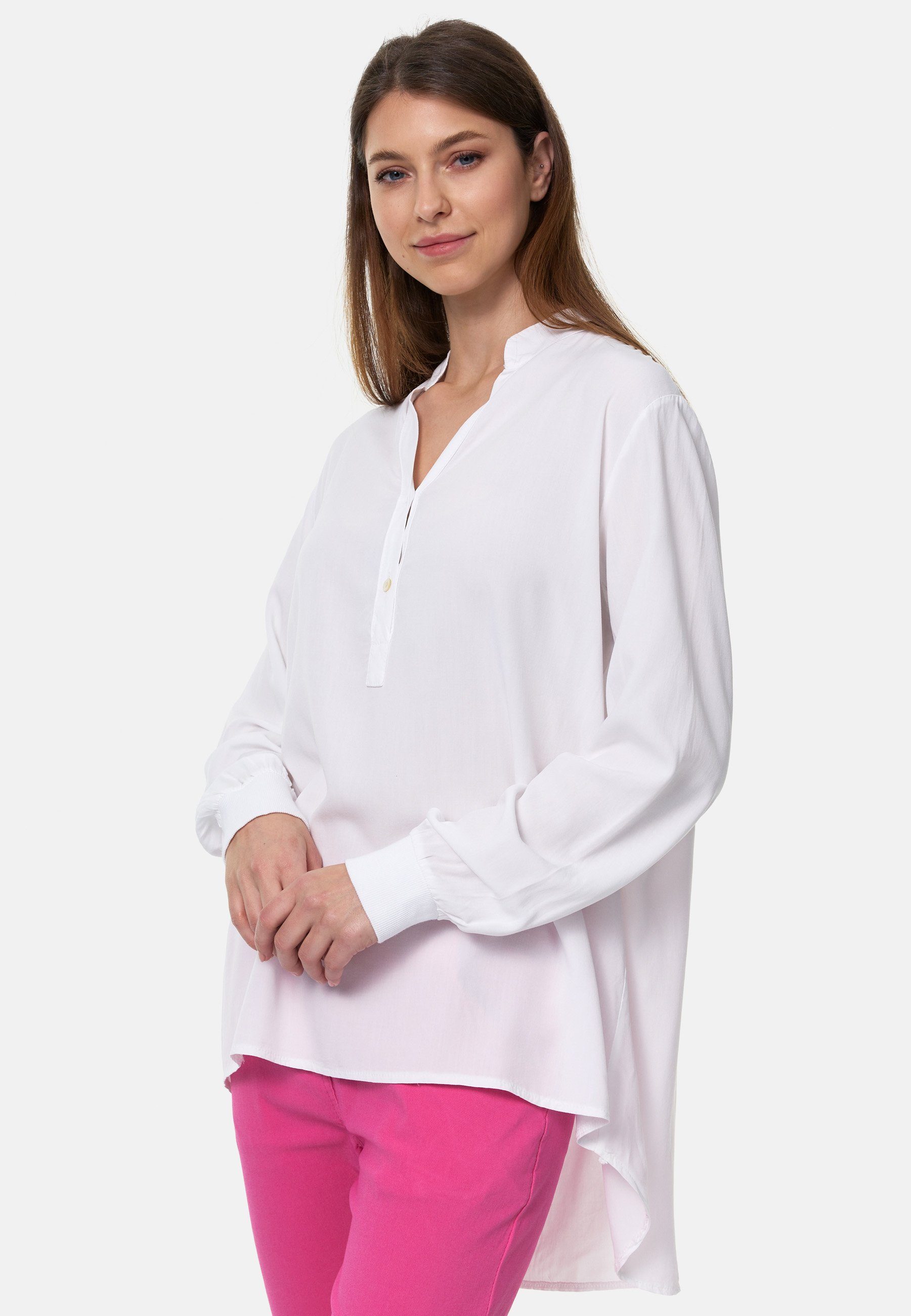 Rayshyne Longbluse PM-20 (Romantische Hemdbluse Oversized Cut Tunika in Einheitsgröße)