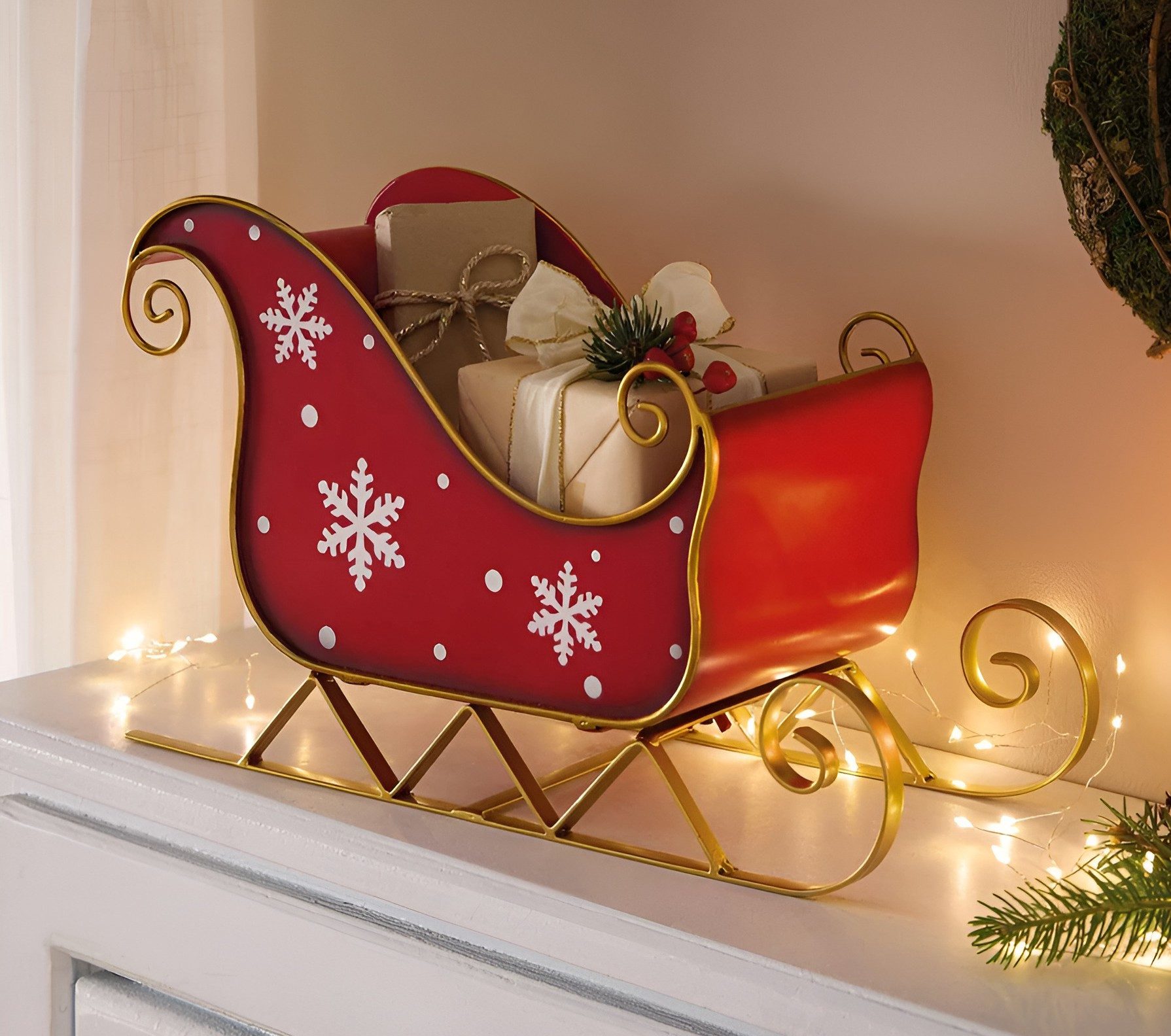 Dekoleidenschaft Weihnachtsfigur Schlitten "Schneeflocke" aus Metall günstig online kaufen