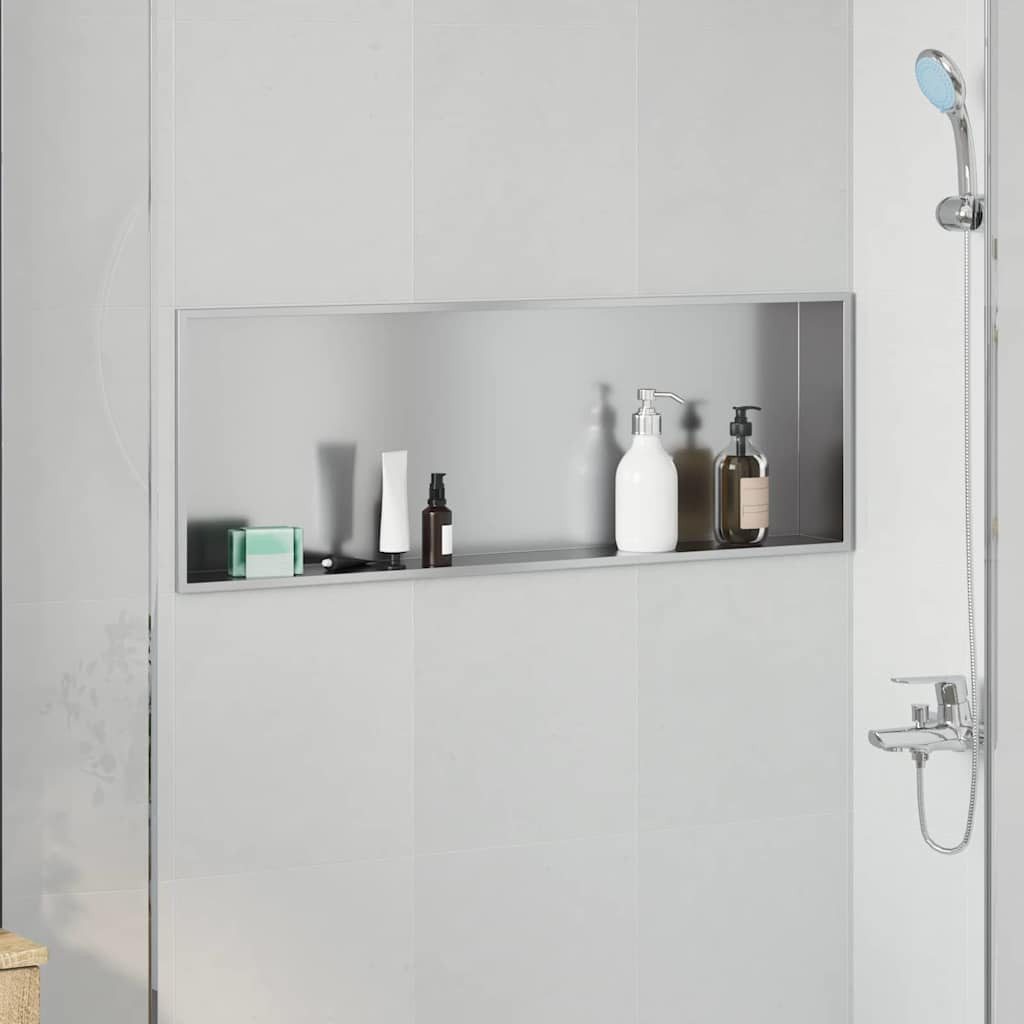 vidaXL Duschwand Duschnische Silber 90 x 30 x 9,5 cm Edelstahl, (1 tlg)