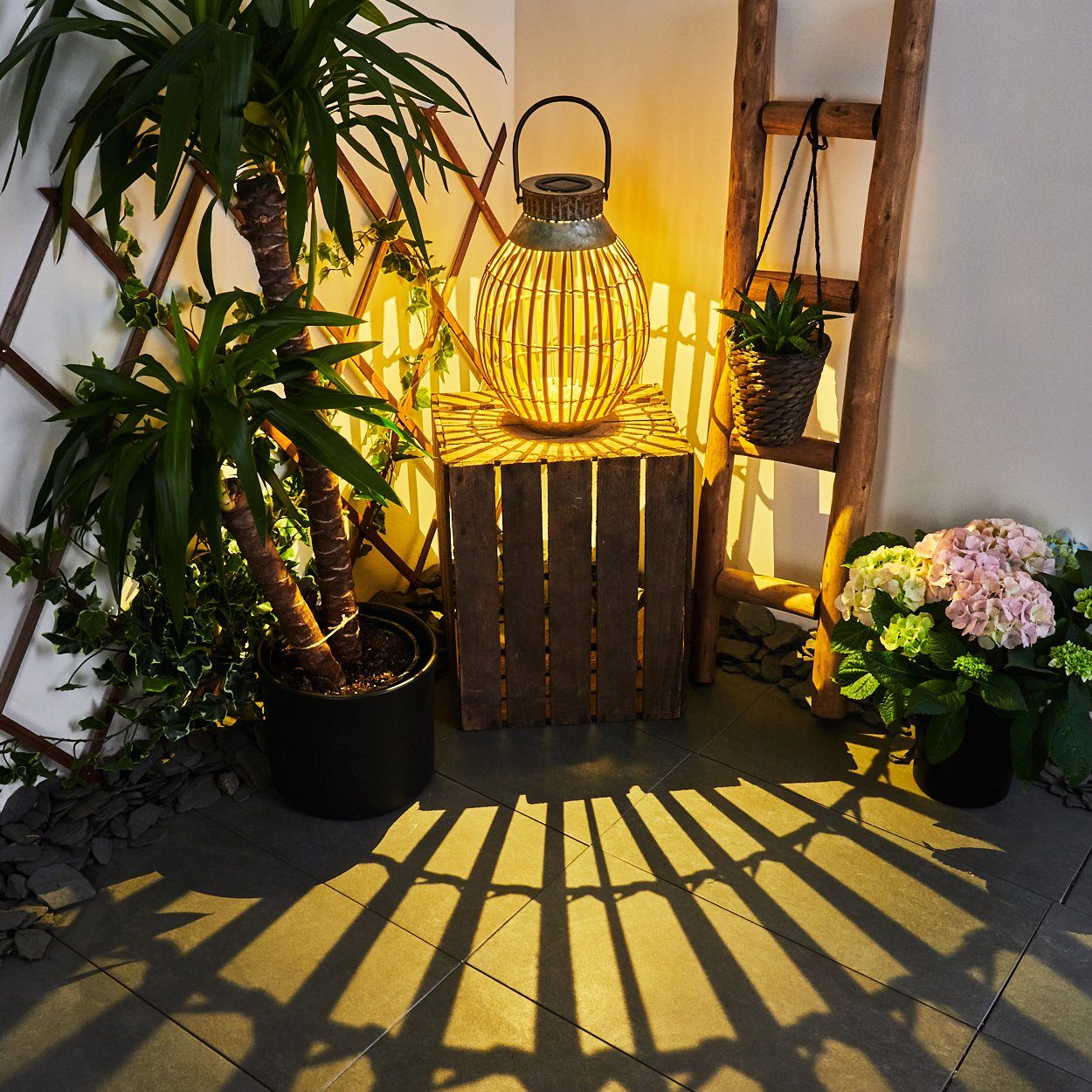 LED LED hofstein Solarleuchte Solar rostfarben Garten Hof Aussen Lichteffekt Beleuchtung Lampe