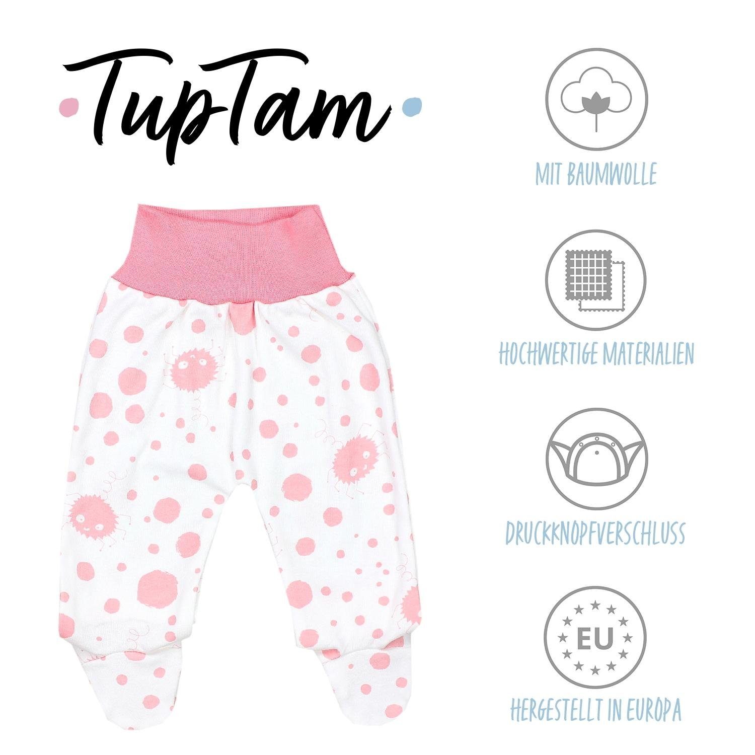 TupTam Strampler TupTam Baby Mädchen Puderrosa Strampelhose Hose (3-tlg) Fuß Spinnlein Wolken 3er Pack mit Grau Rosa Weiß