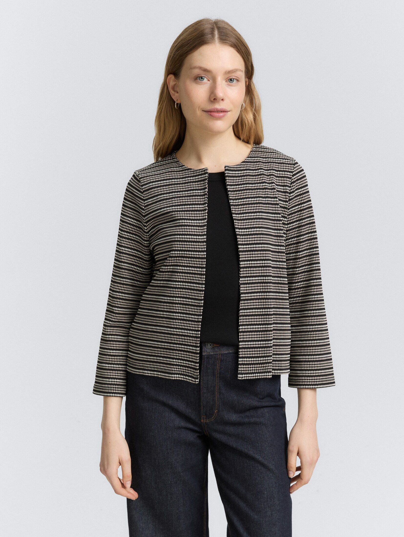 TOM TAILOR T-Shirt T-Shirt Boxy Fit Jacquard Cardigan günstig online kaufen