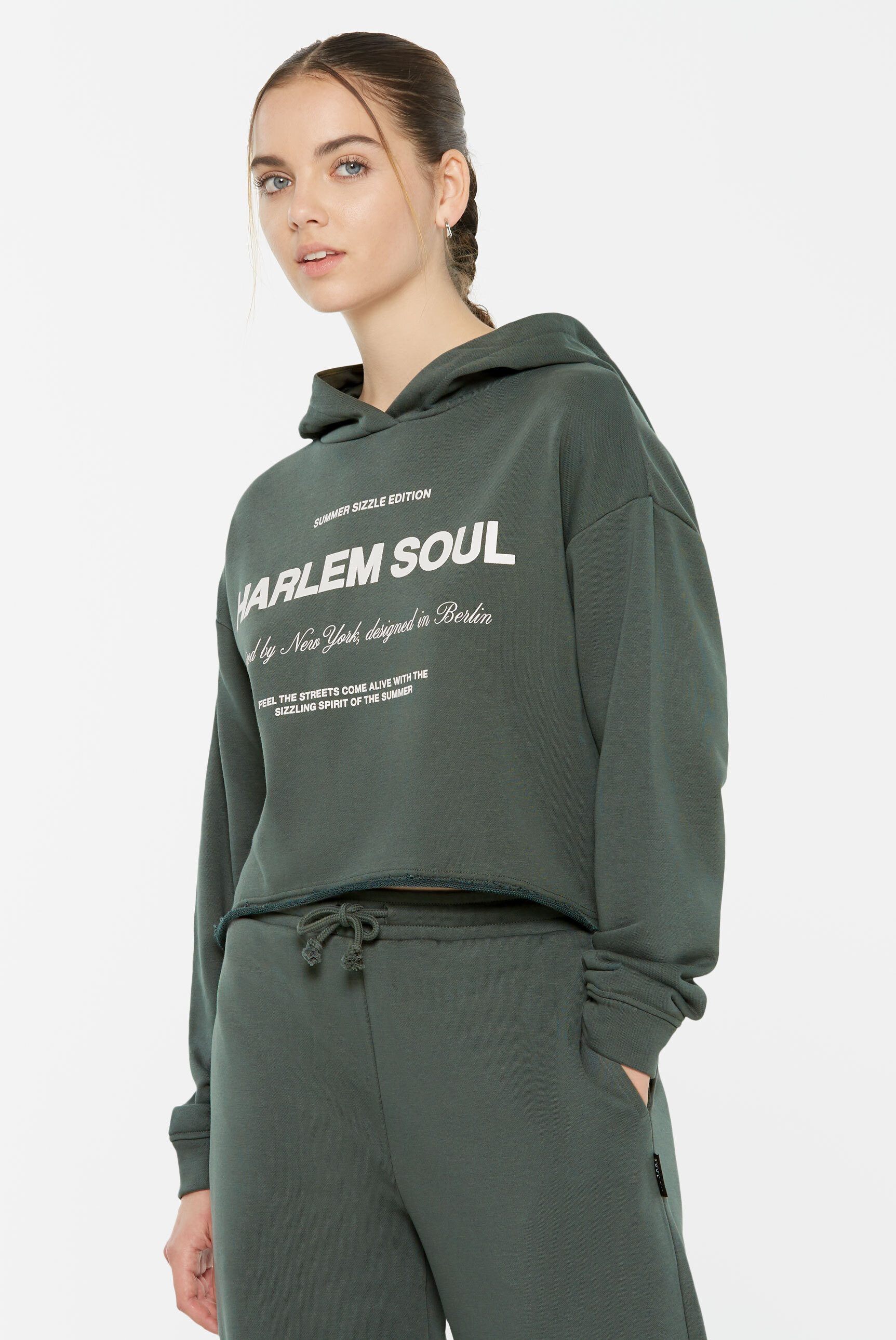 Harlem Soul Kapuzensweatshirt mit offenem Saum