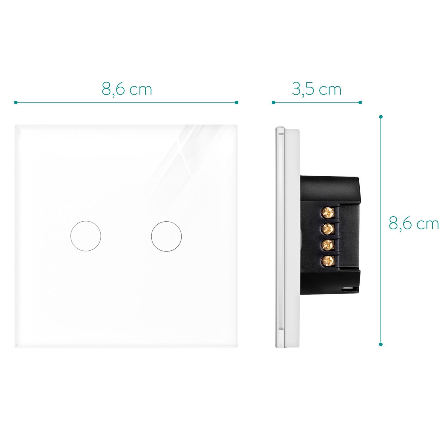Touch-Wandschalter Status-LED und 2-facher mit Glas-Panel Lichtschalter Navaris