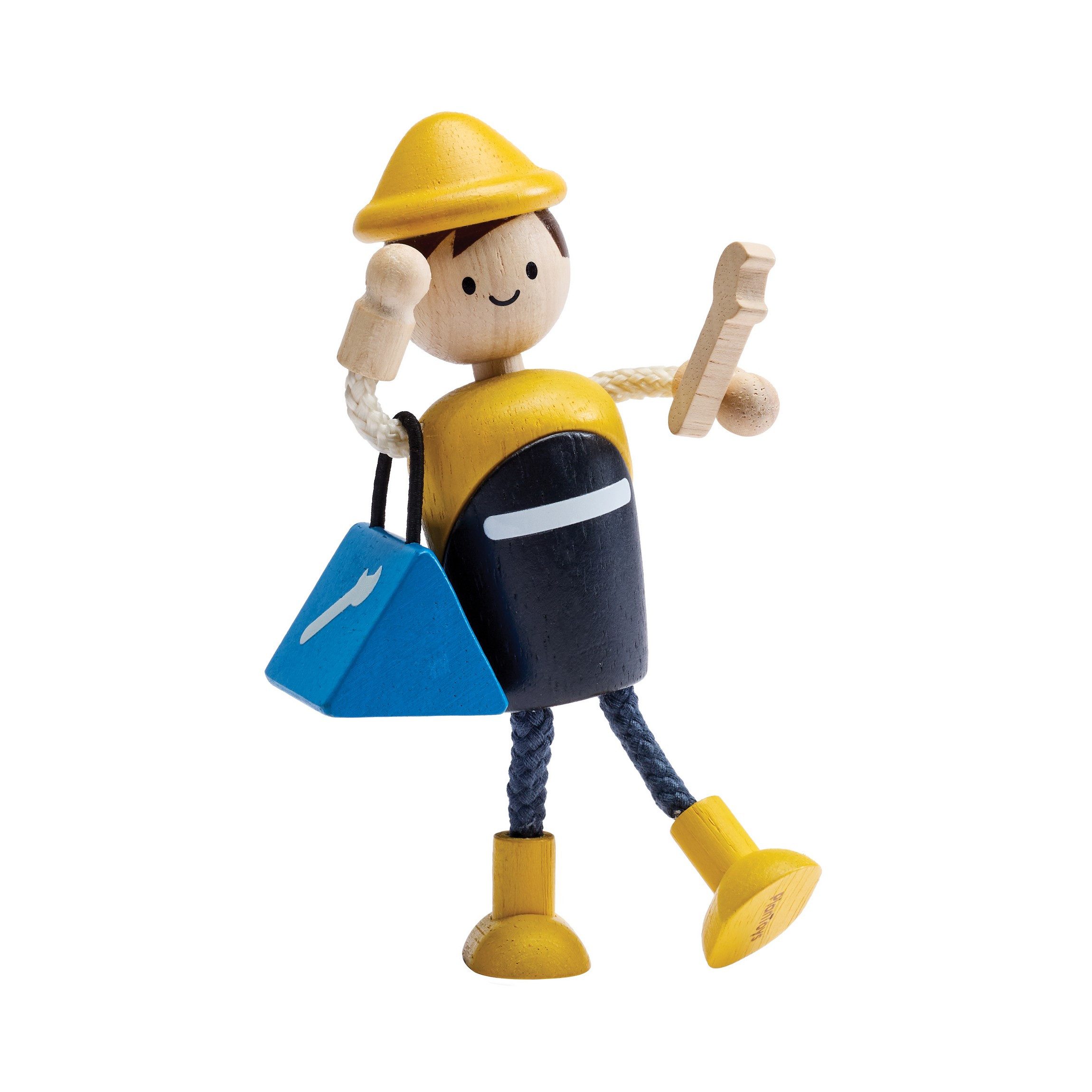 Plantoys Biegepuppe PlanToys- Handwerker-Puppe 18,8x7,5x9,5 cm - 3y+