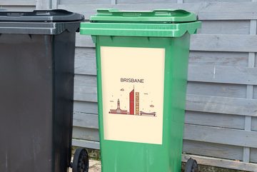 MuchoWow Wandsticker Brisbane - Australien - Skyline (1 St), Mülleimer-aufkleber, Mülltonne, Sticker, Container, Abfalbehälter