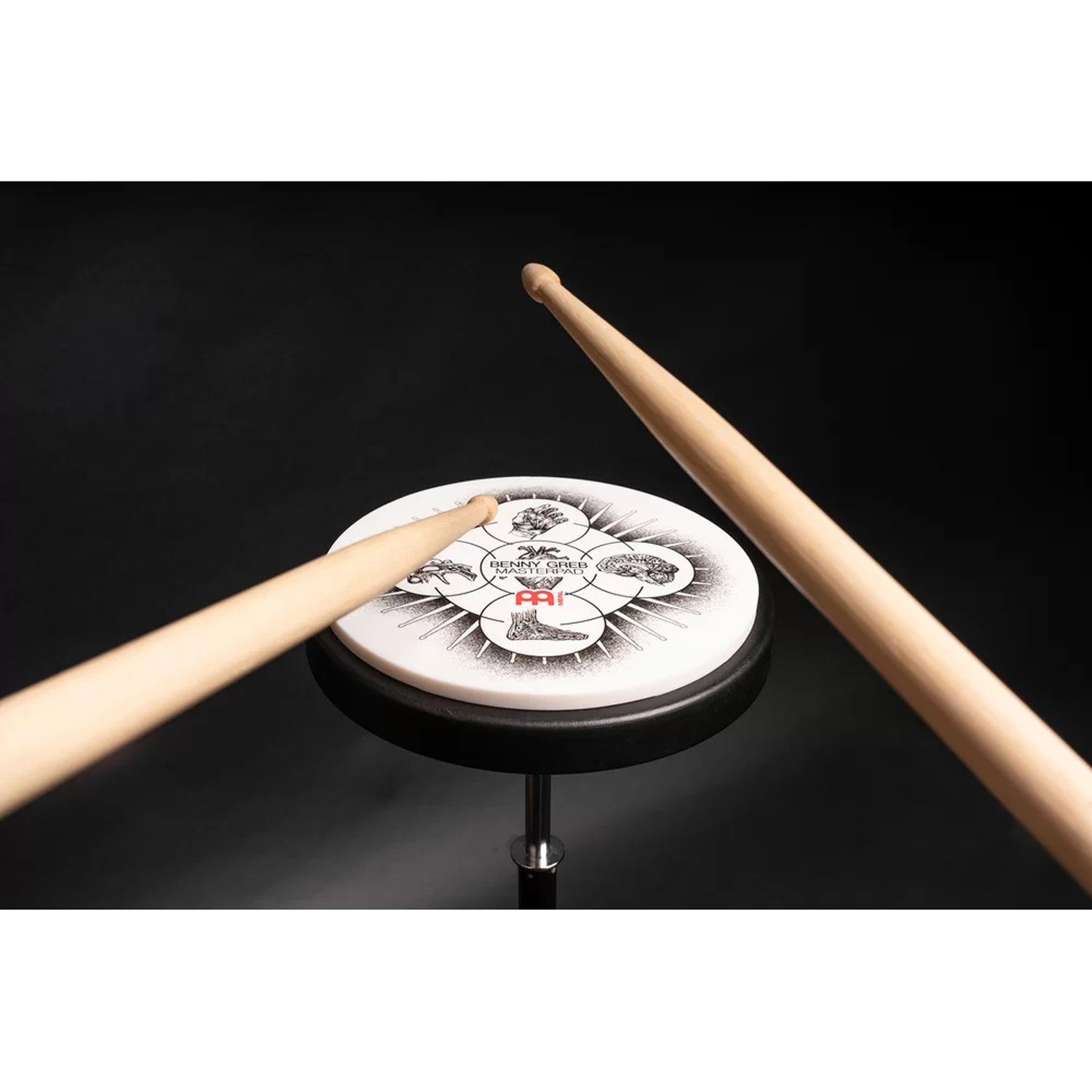 Meinl Percussion Chime Meinl Practice Pad Benny Greb 6 Zoll mit Drumsticks 1 Paar,Practice Pad, Vorteils-Set mit Drumsticks
