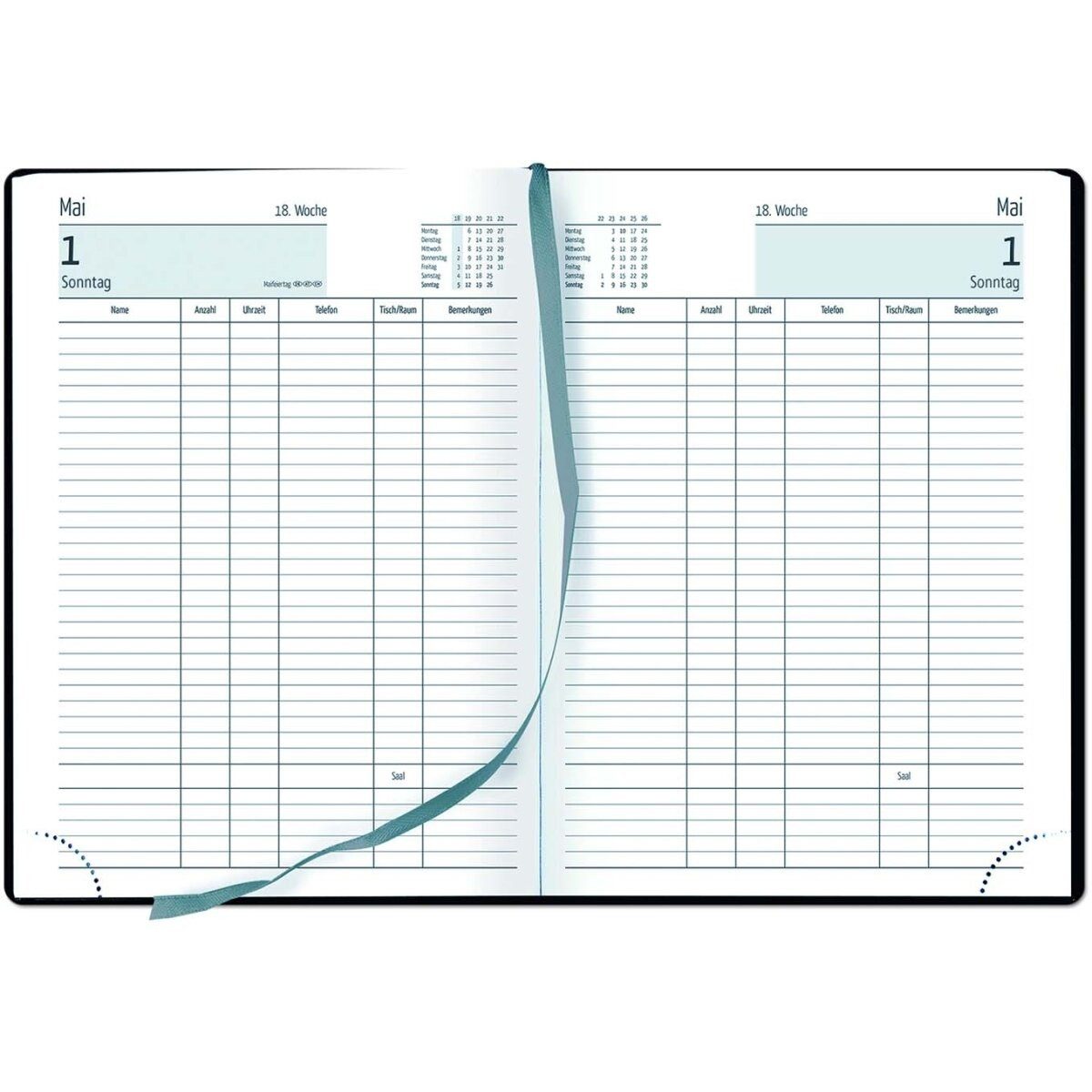 GÜSS Kalender Buchkalender Reservierungsbuch A4 21x29,7cm 1 Tag/Seite 2027