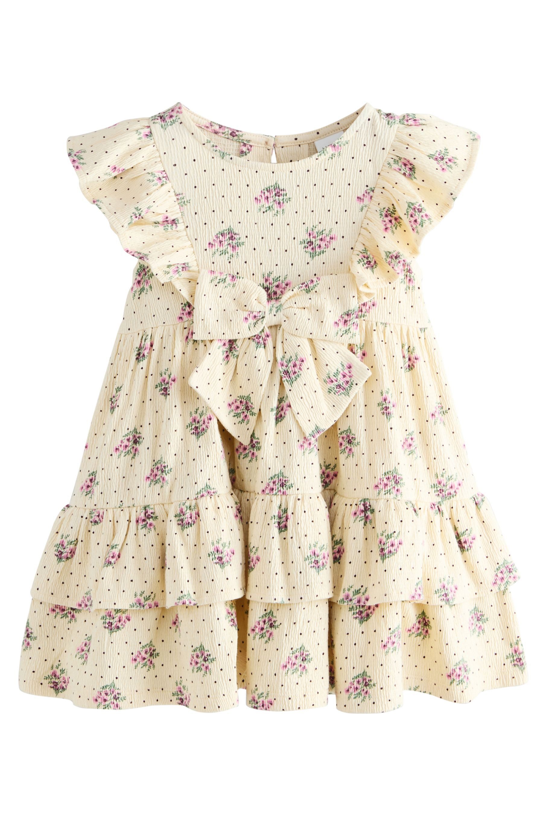 Next Sommerkleid Ärmelloses Sommerkleid mit Rüschen und Schleife (1-tlg)