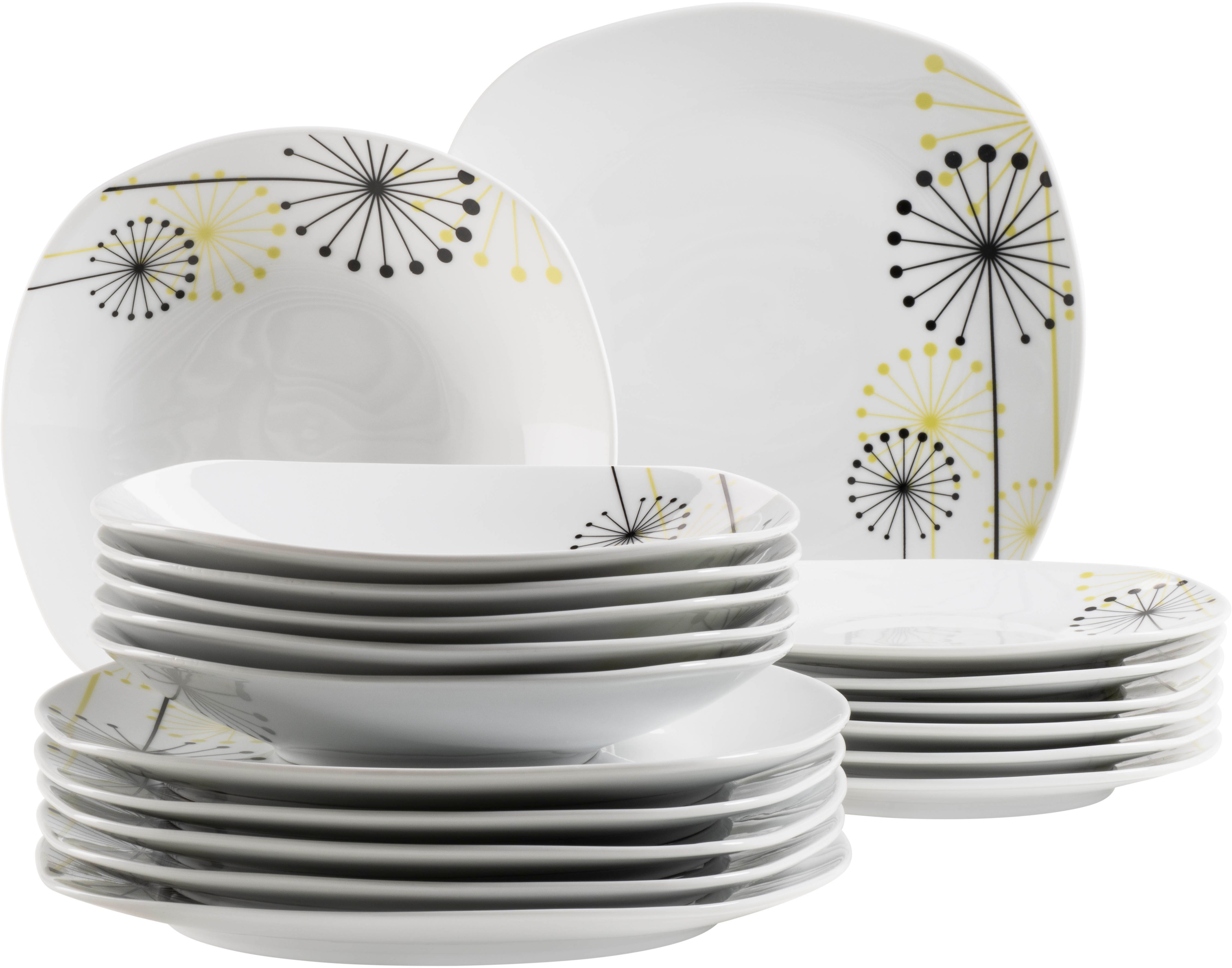 MÄSER Teller-Set VANESA, Teller Set, Porzellan (18-tlg), 6 Personen, Porzellan