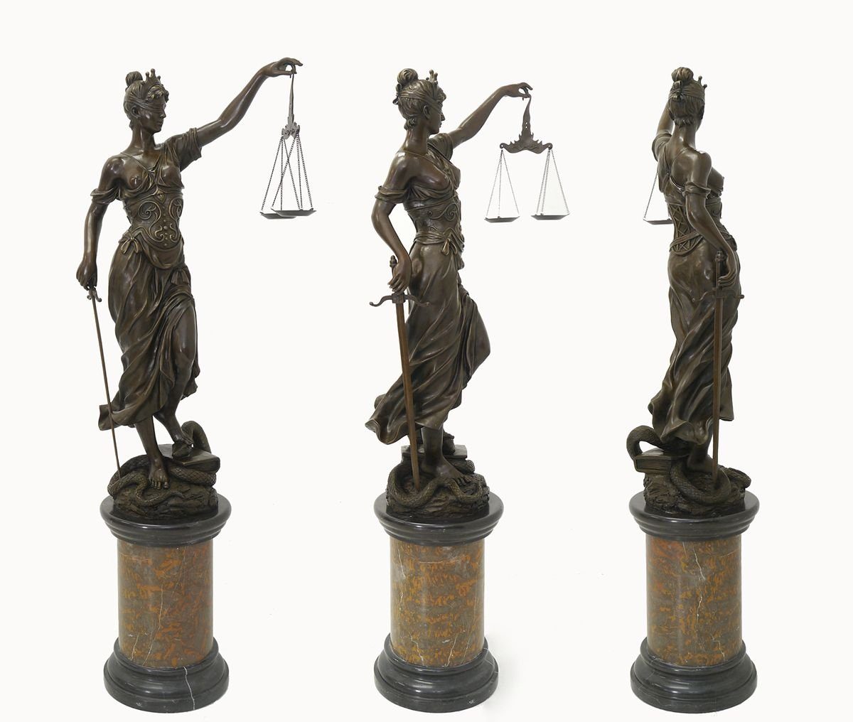 Göttin Rechtwesens Justitia Marmor Figur Dekoobjekt AFG auf Bronze des