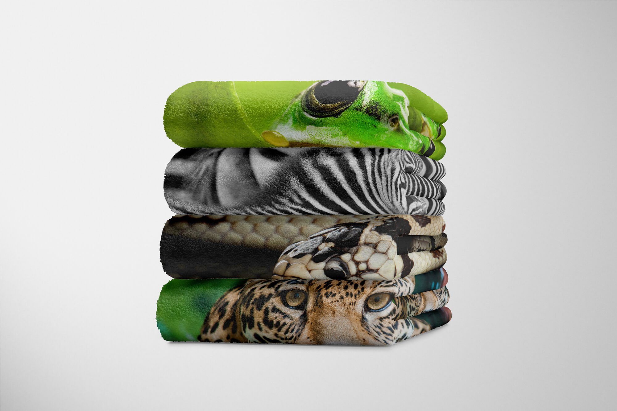 Sinus Art Handtücher Handtuch Strandhandtuch (1-St), Kuscheldecke Baumwolle-Polyester-Mix mit Saunatuch Tiermotiv schöne Schlange, Handtuch