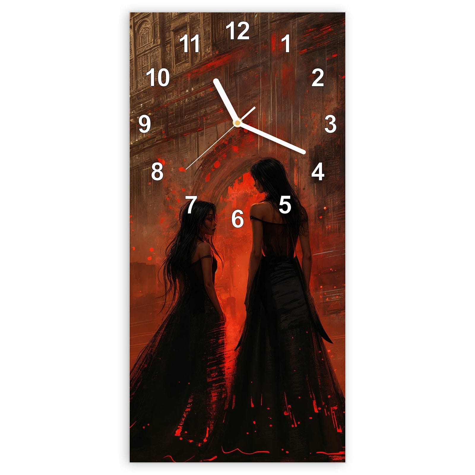 Wanduhr Glasuhr Wandkunst Größe 30 x 60 cm mit Motiv Feuerpalast