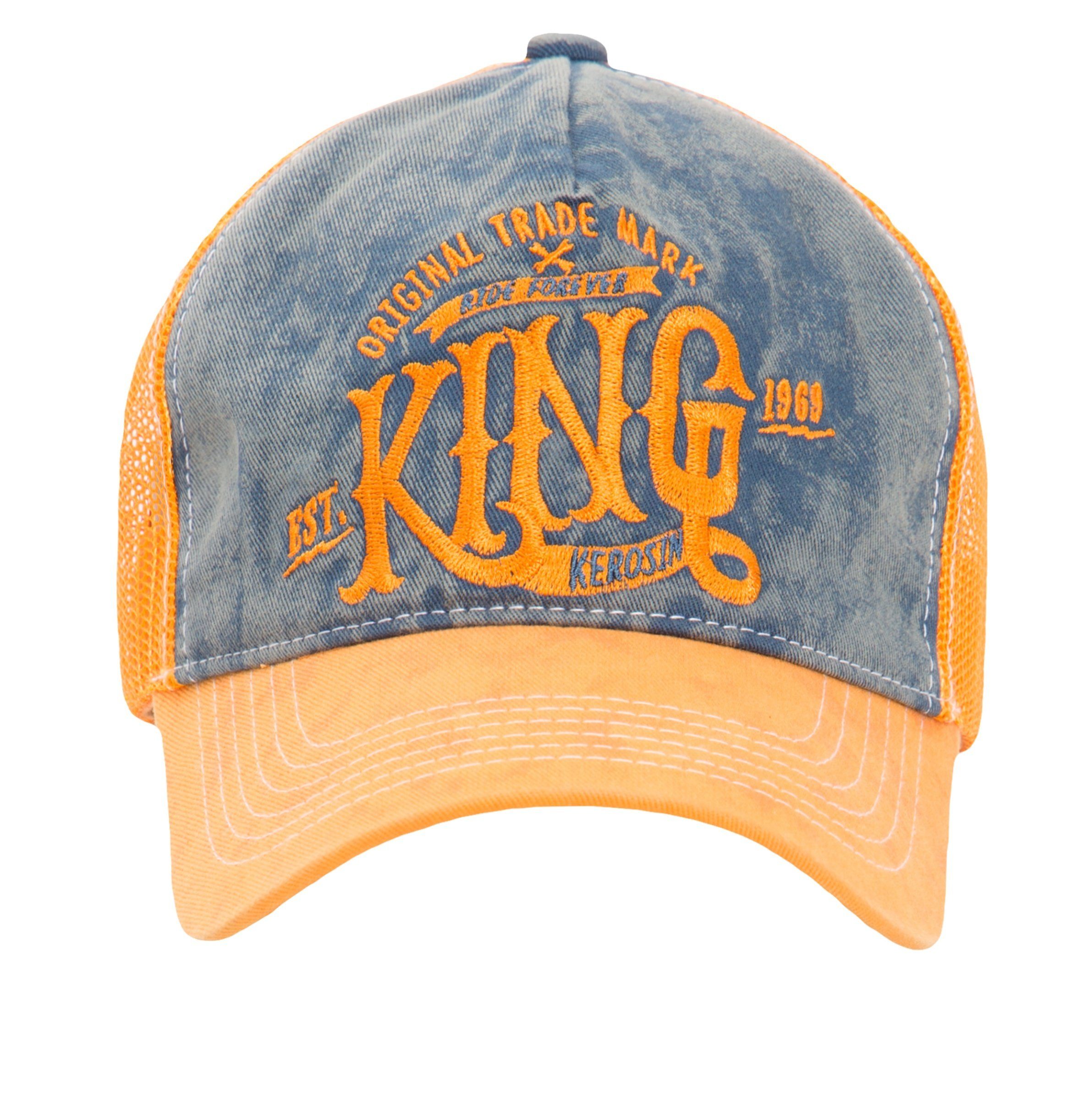 KingKerosin Trucker Cap KING (1-St) mit Denim Einsatz im Used Look