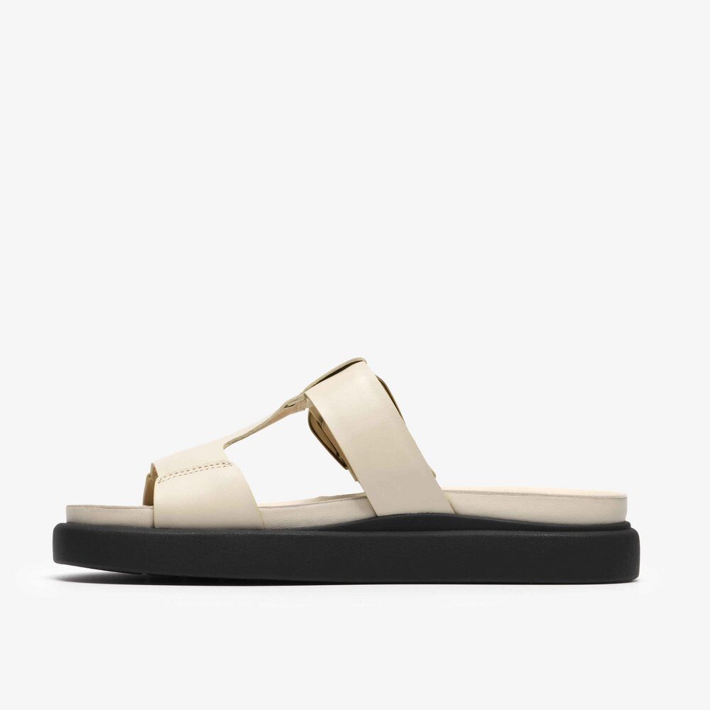 Clarks Clarks - Aristella West Cream Leather - Beige Pantolette