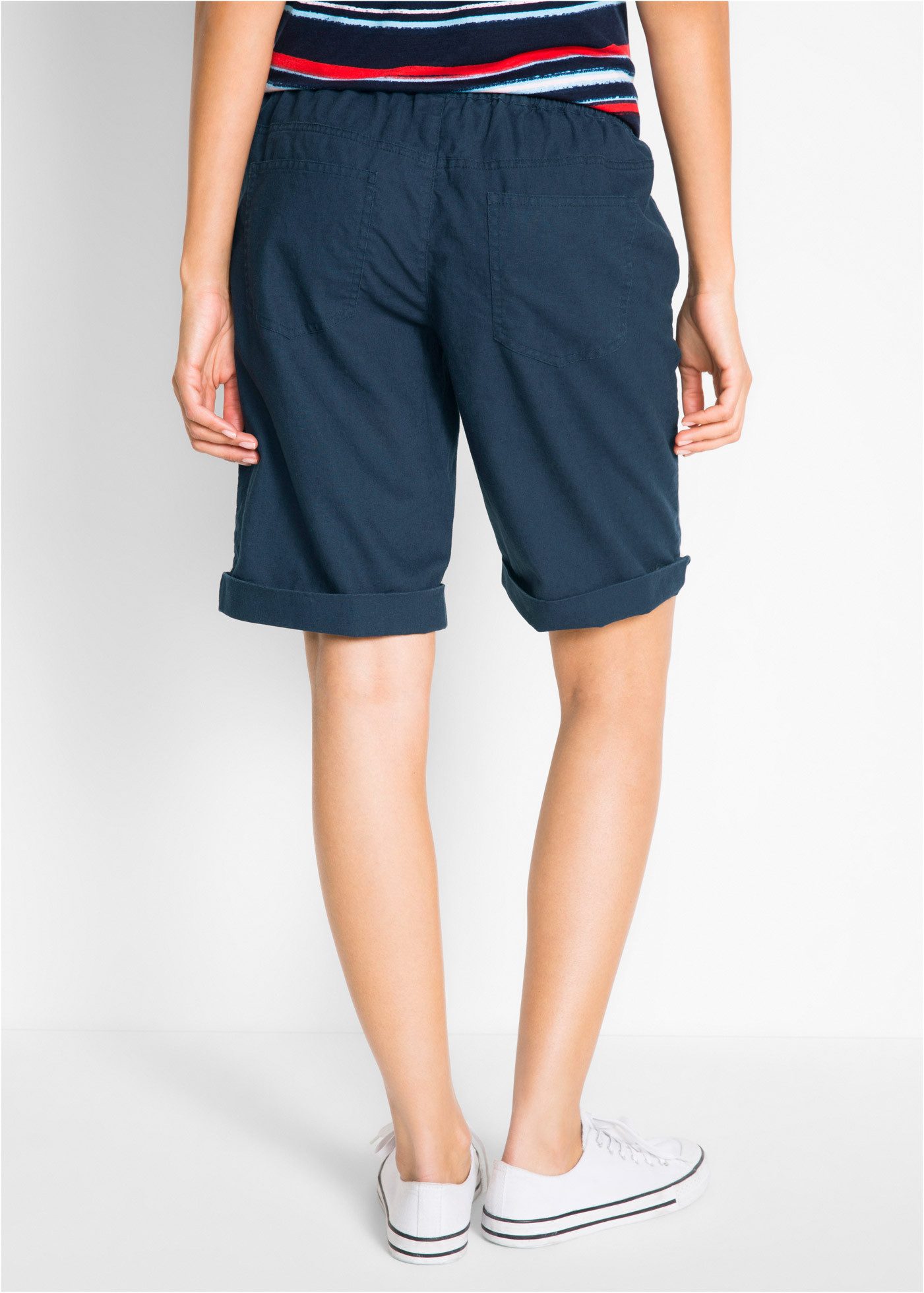 bonprix Bermudas im sommerlichen Leinen-Mix, mit elastischer Bund mit Bindeband