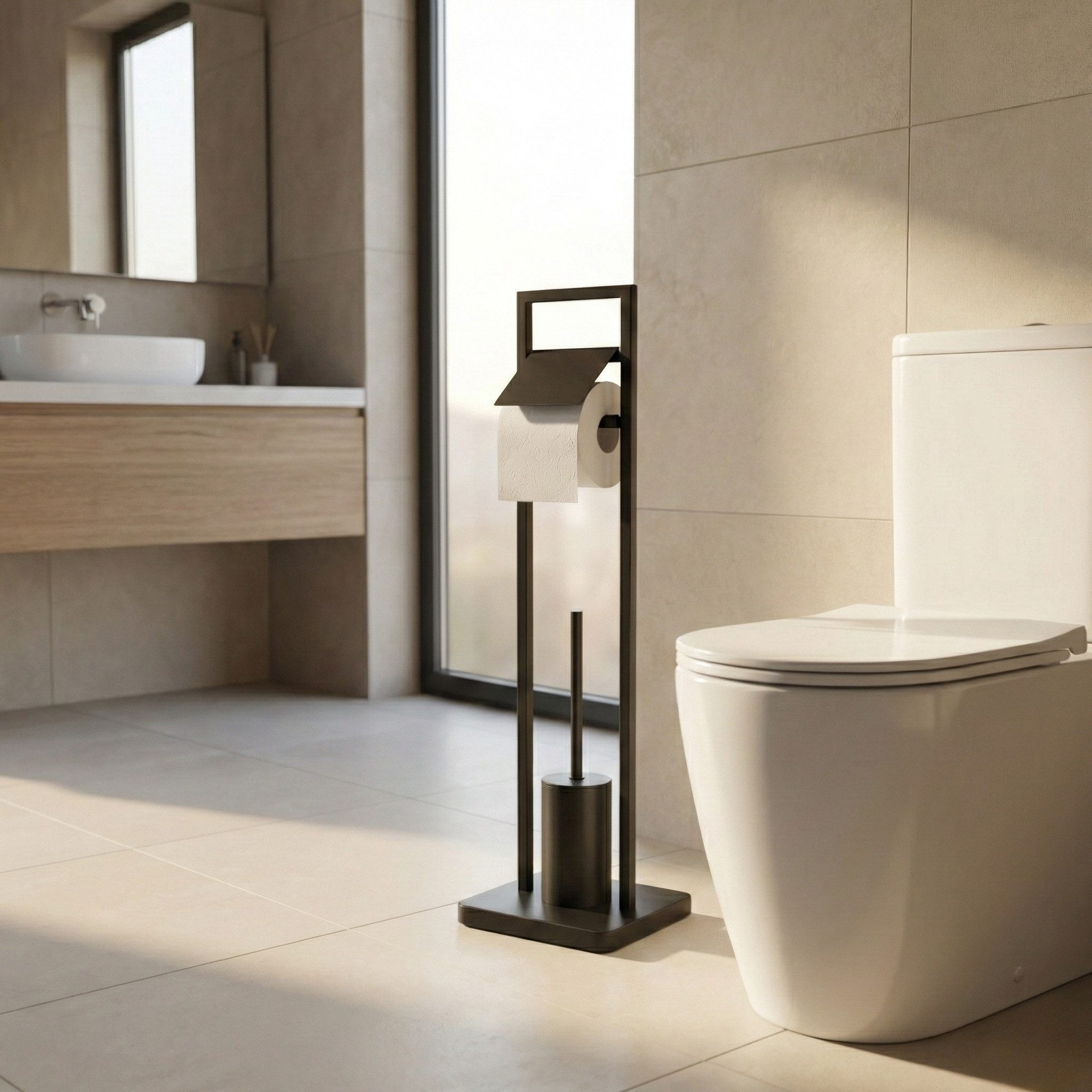 NUXIO WC-Garnitur WC-Garnitur mit Toilettenpapierhalter ARLE, 77 cm