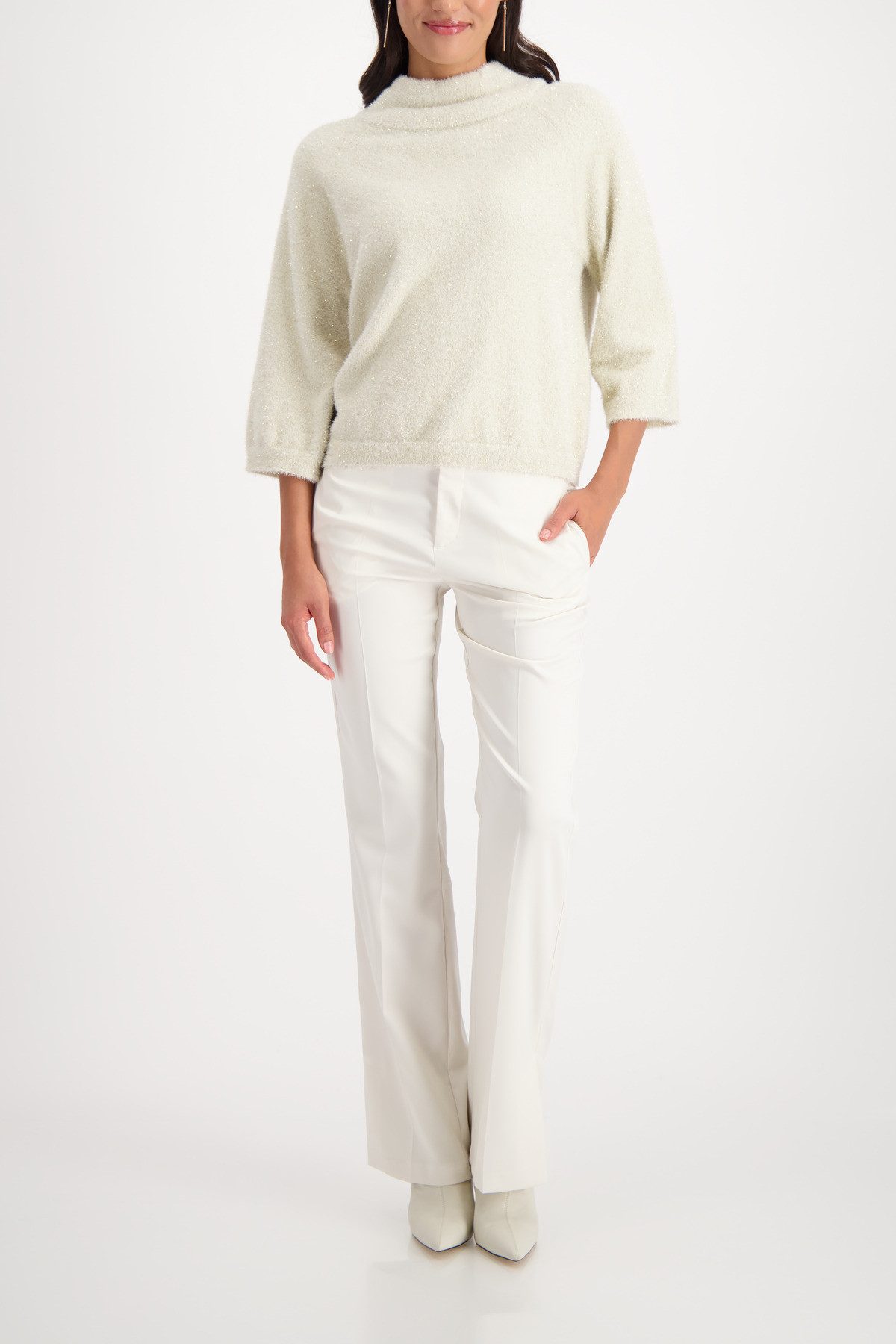 Monari Stehkragenpullover Pullover Lurex Regular fit mit Rundhalsausschnitt