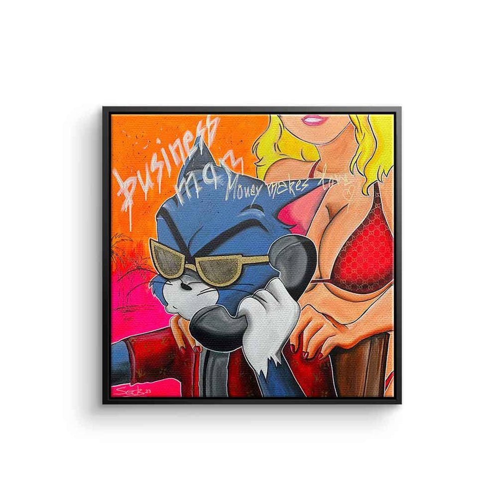 Tom quadratisch Business Business Art und Leinwandbild Rahmen Pop Man, Man Jerry comic DOTCOMCANVAS® Leinwandbild goldener