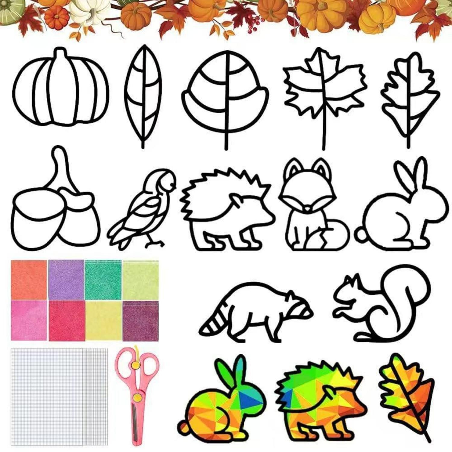 LuxusKollektion Kreativset Herbst Bastelset Kinder 57tlg. Blätter Deko DIY