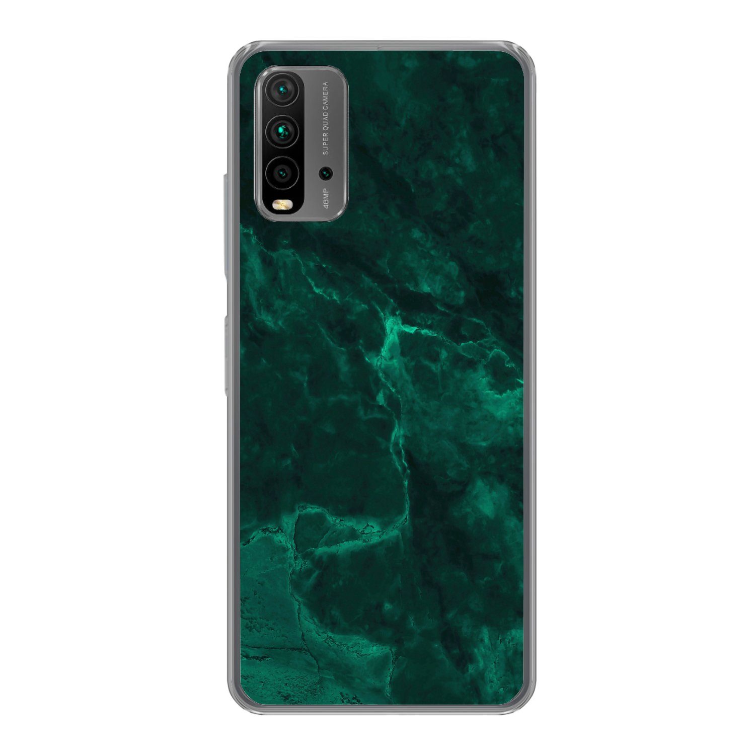 MuchoWow Handyhülle für Xiaomi Redmi 9T Marmor - Limone - Grün - Strukturiert - Marmoropti, Phone Case, Silikon, Schutzhülle Dünn