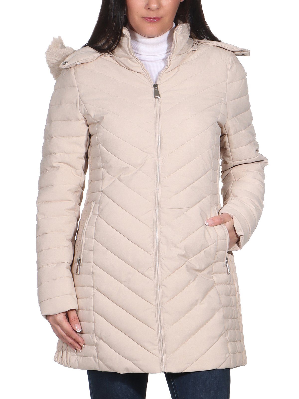 Aurela Damenmode Steppjacke Damen Outdoor Jacke mit Teddyfell - LH105 - mit günstig online kaufen