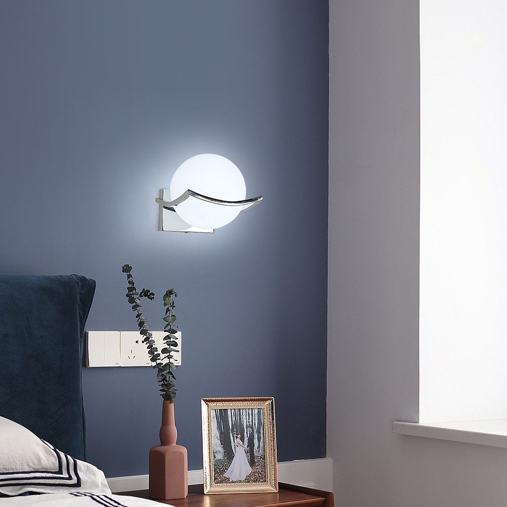 Riserva Kronleuchter Glaskugel Wandleuchte Innen E27 Chrom, Wandlampe Schlafzimmer
