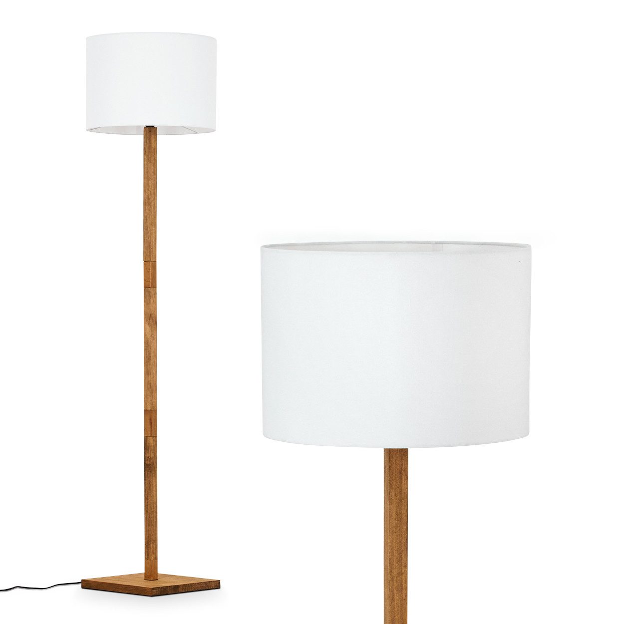 hofstein Stehlampe Boho-Style Stehlampe aus Holz/Metall/Stoff günstig online kaufen