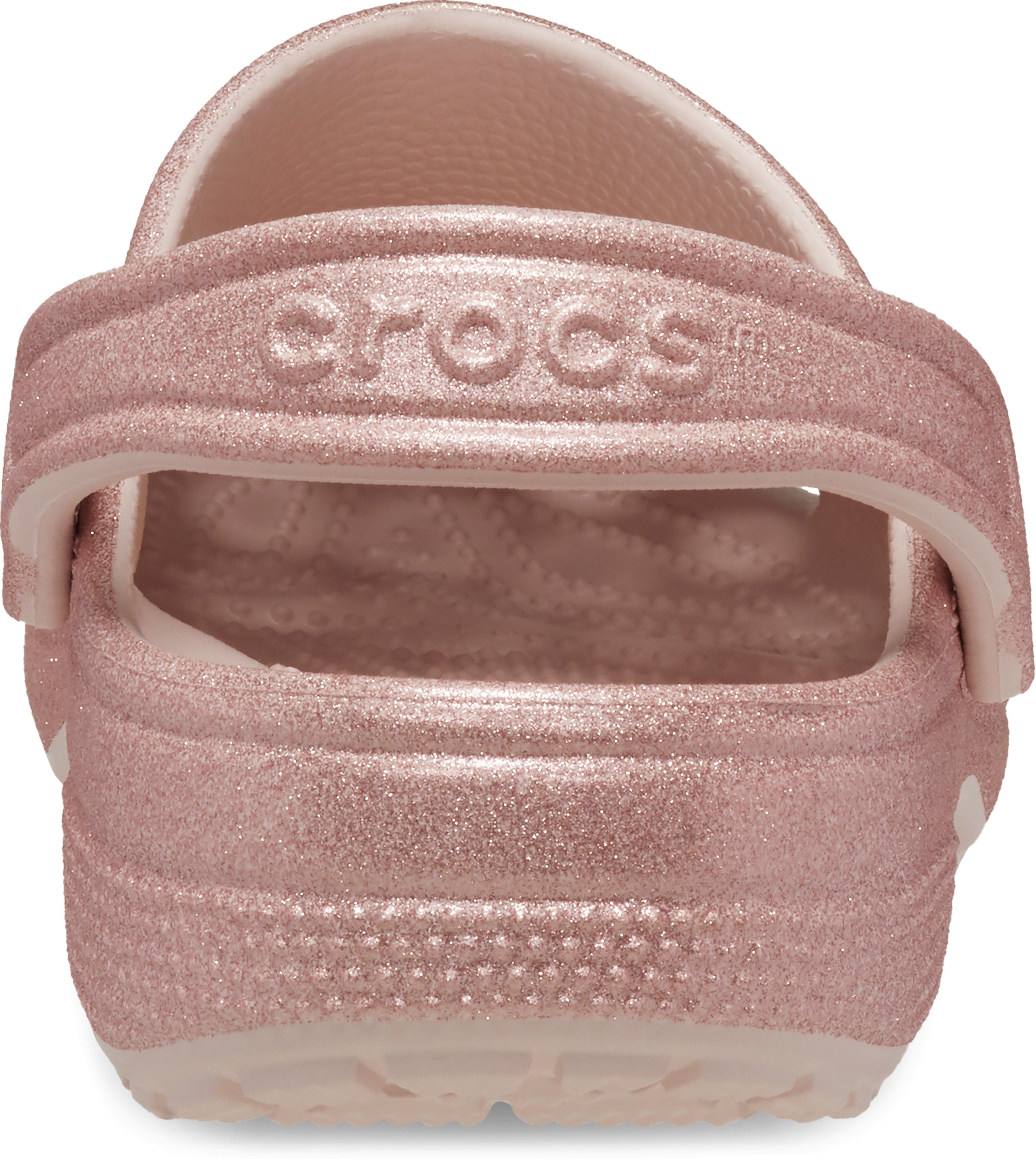 Crocs Classic Glitter Clog, Badesandale Hausschuh, Sommerschuh, Schlappen, Schlupfschuh mit Glitzer verziert