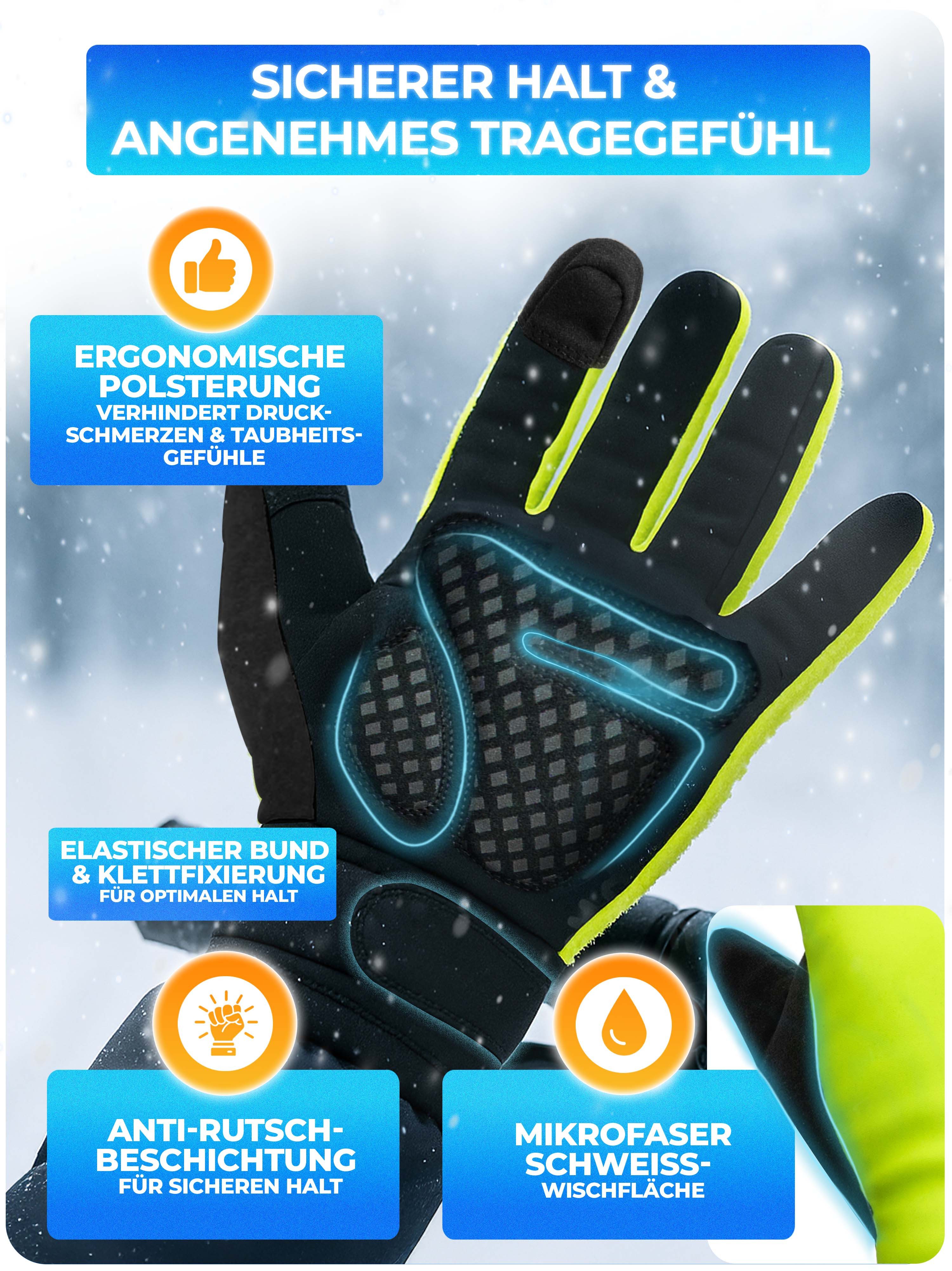 MIVELO Fahrradhandschuhe extra warme Thermo-Fleece Winterhandschuhe wasserfest und winddicht 3M-Thinsulate Isolierung – Bild 3 von 5