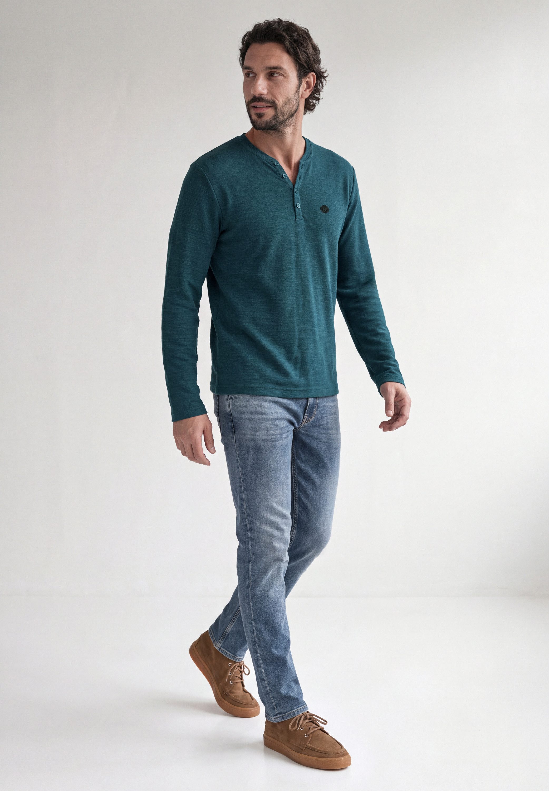 STREET ONE MEN Langarmshirt in Unifarbe – Bild 3 von 5