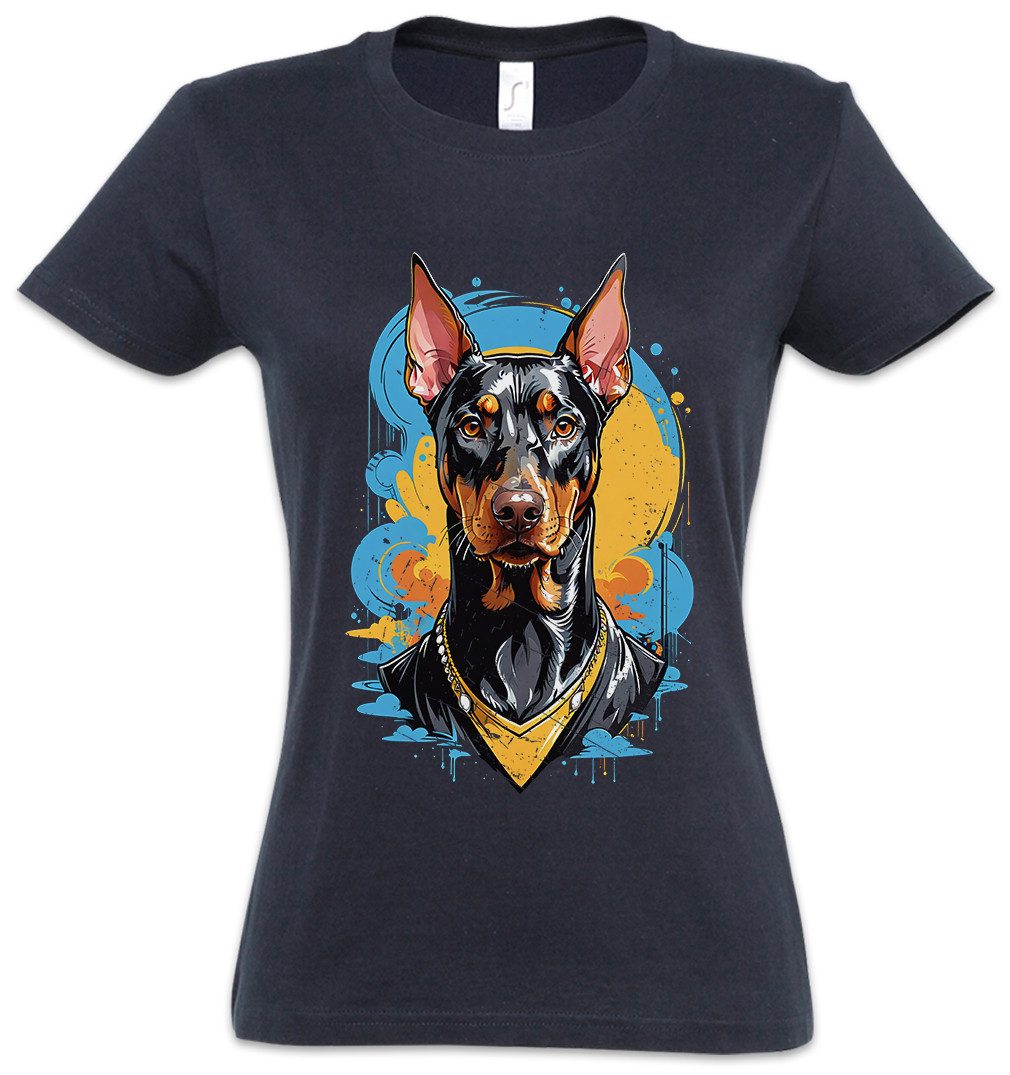 Urban Backwoods Print-Shirt Dobermann Art Damen T-Shirt Wachhund Hundesport Doberman Pinscher Hund (1-tlg) Dog Breed Pet Rasse