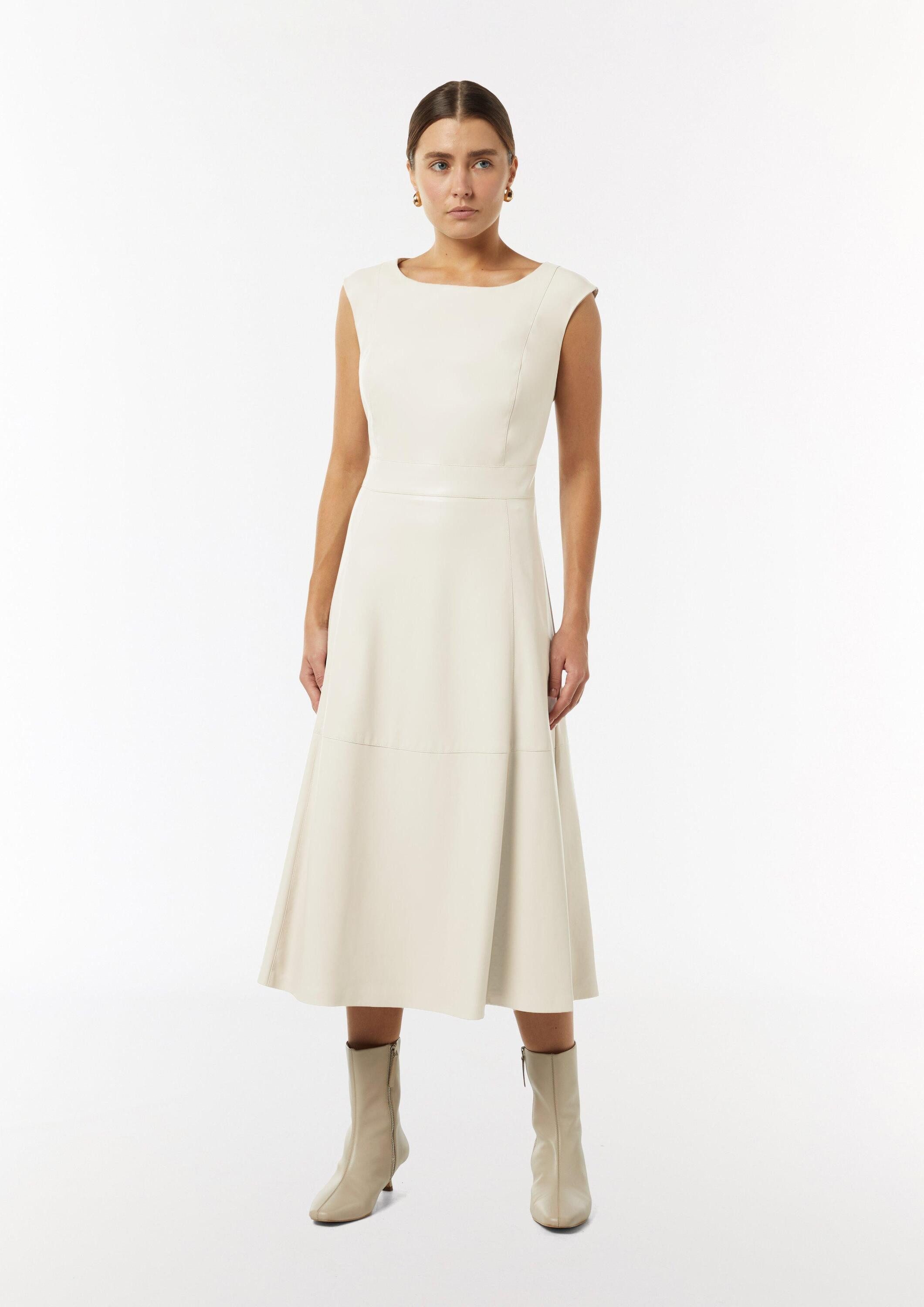 comma Midikleid Kleid Midi-Kleid in Lederoptik mit Ziernähten