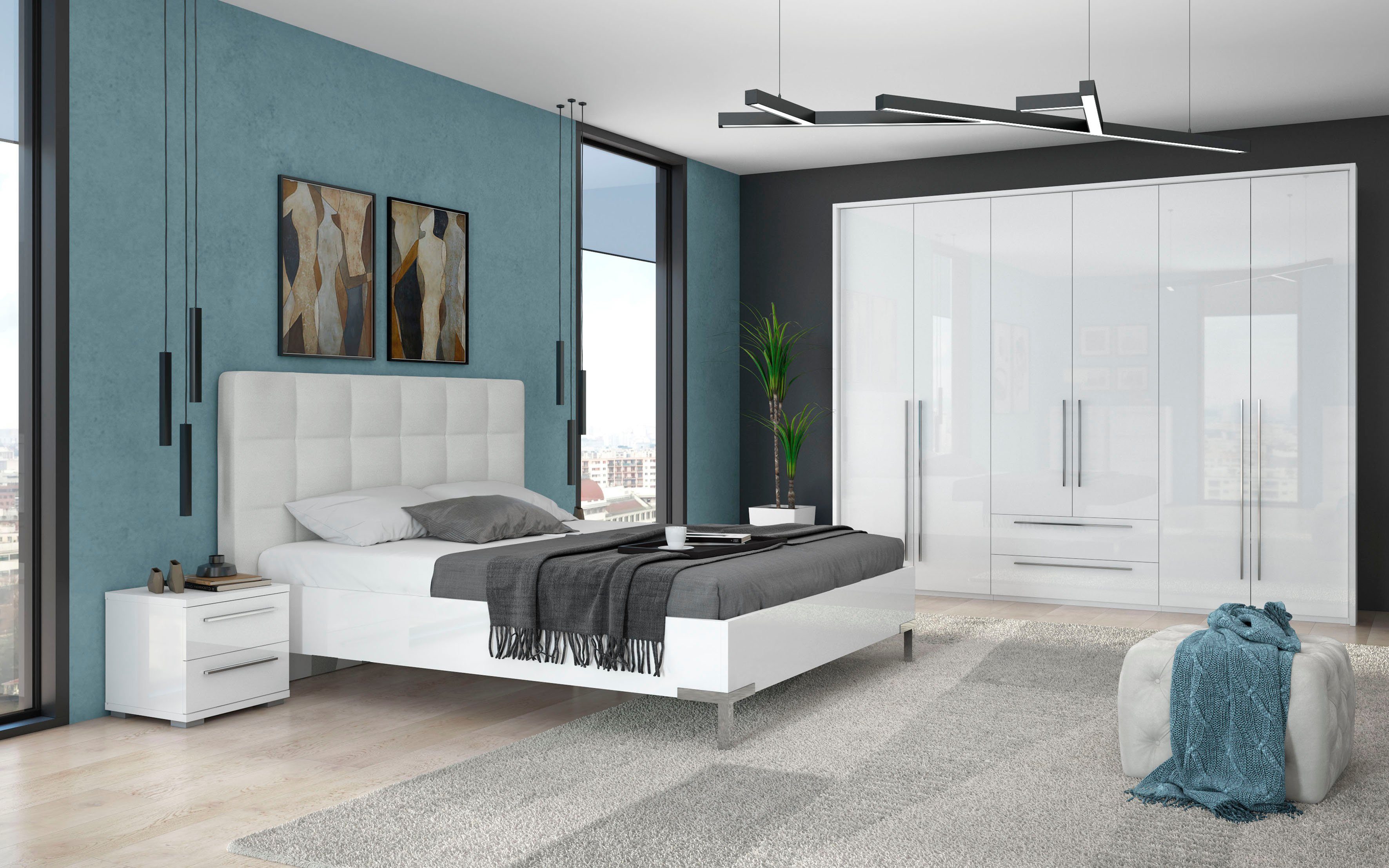 OTTO home Drehtürenschrank Piano, inklusive Rahmen und Beleuchtung, soft-close-Funktion (viele Breiten zur Auswahl, 226cm hoch, mit jeweils 2 Schubladen) beige  – Bild 5 von 5