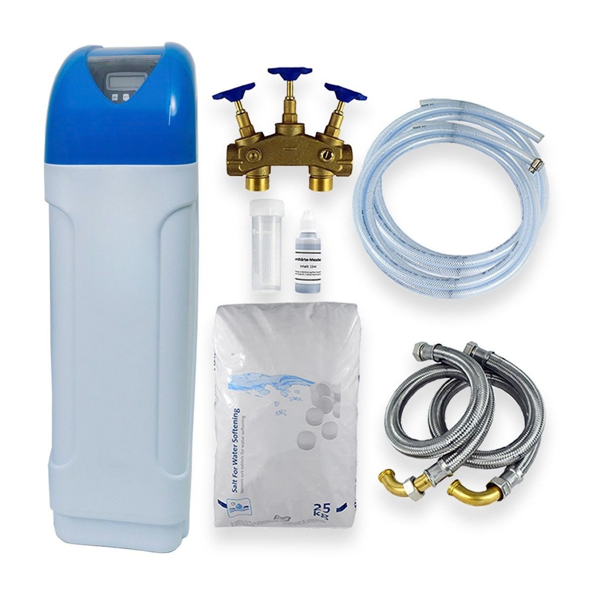 Ekershop Wasser Filter Entkalkung Wasserenthärtungsanlage Entkalkungsanlagen Wasserenthärter (für Einfamilienhaus Komplett mit Anschlussset, [- mit Anschlussset für Einfamilienhaus 2-9 Personen Wasseraufbereitung)